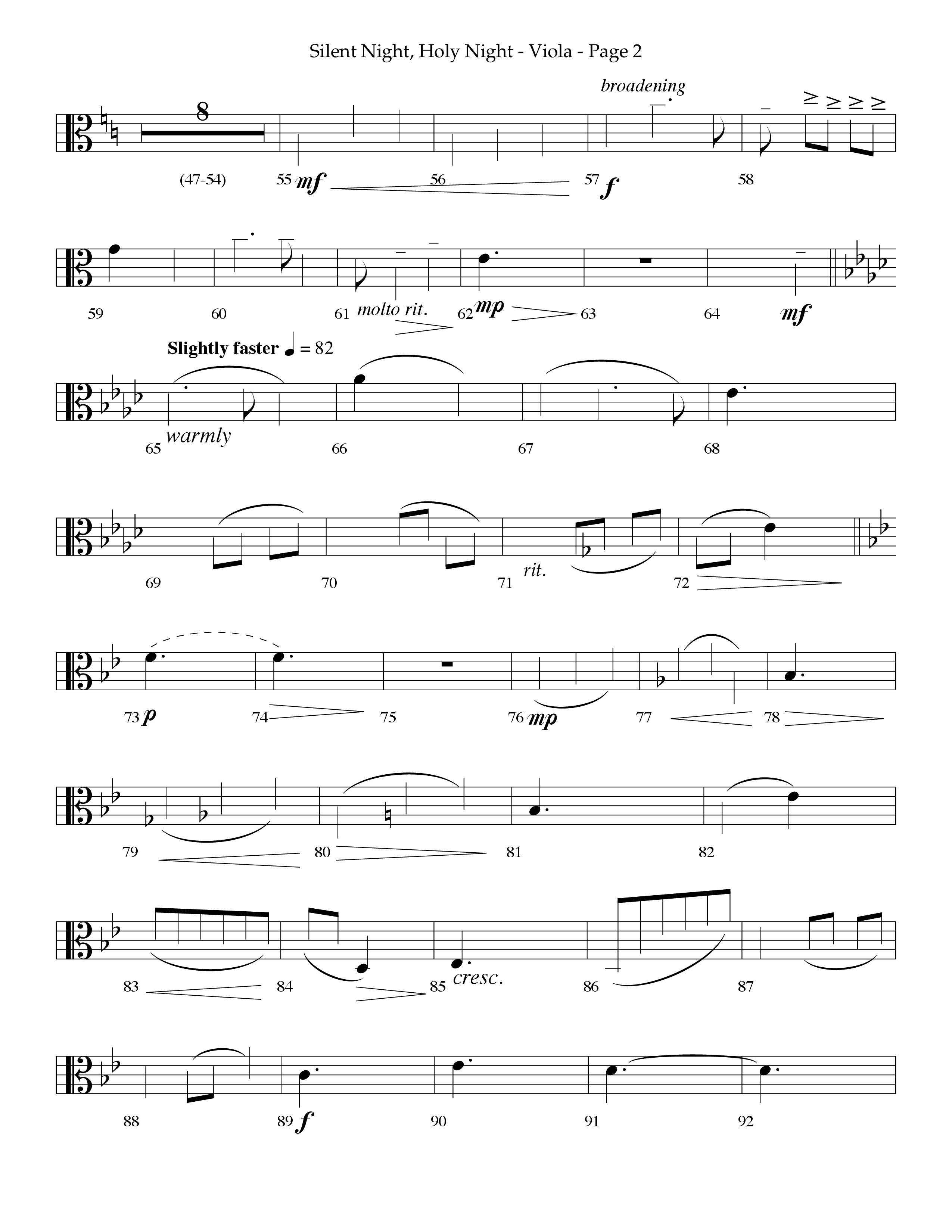 Silent Night (Choral Anthem SATB) Viola (Lifeway Choral / Arr. Phillip Keveren)