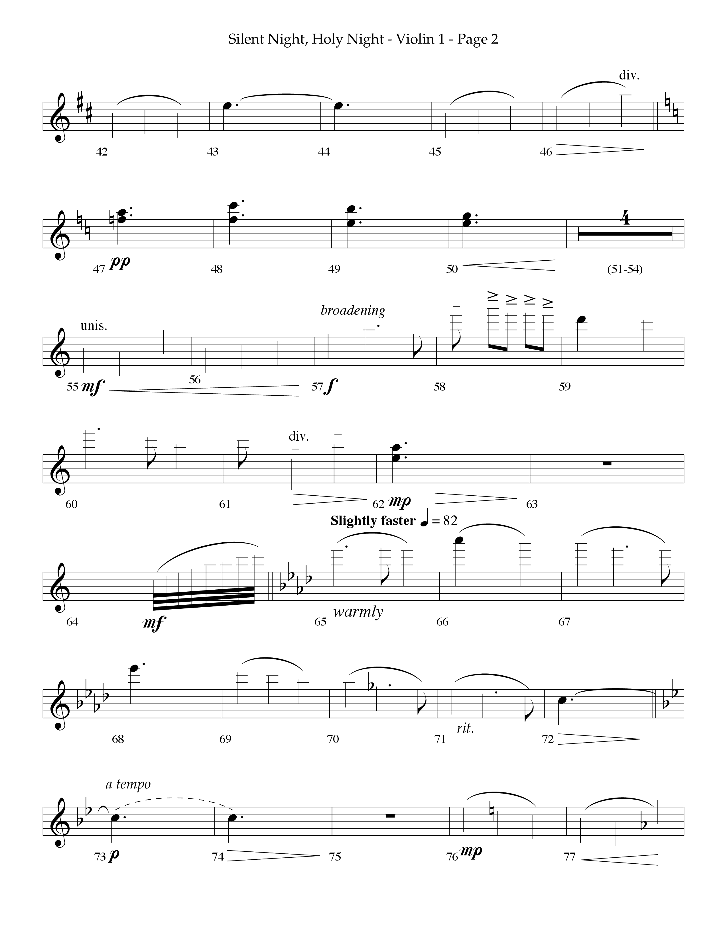 Silent Night (Choral Anthem SATB) Violin 1 (Lifeway Choral / Arr. Phillip Keveren)