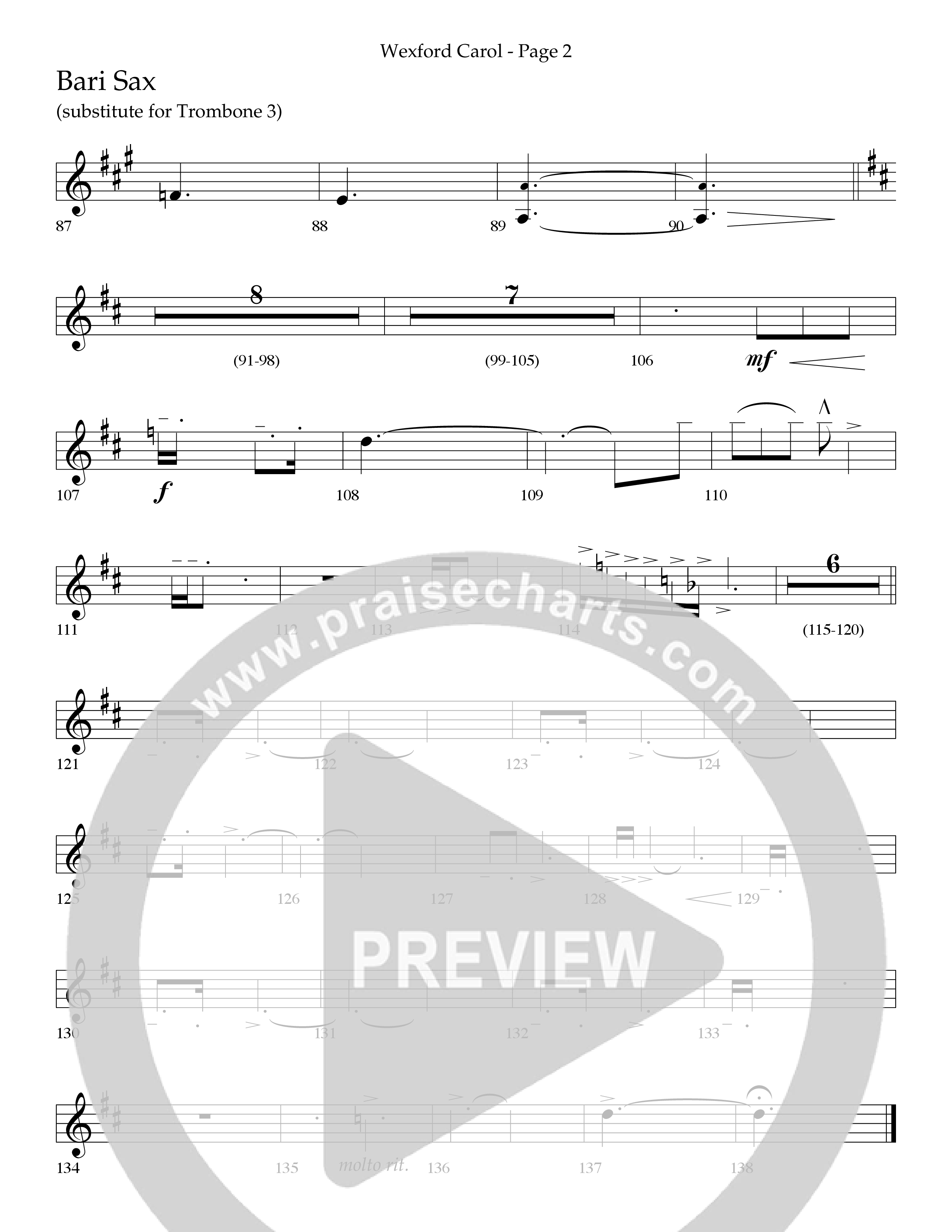 Wexford Carol (Choral Anthem SATB) Bari Sax (Lifeway Choral / Arr. Craig Adams / Orch. Danny Zaloudik)