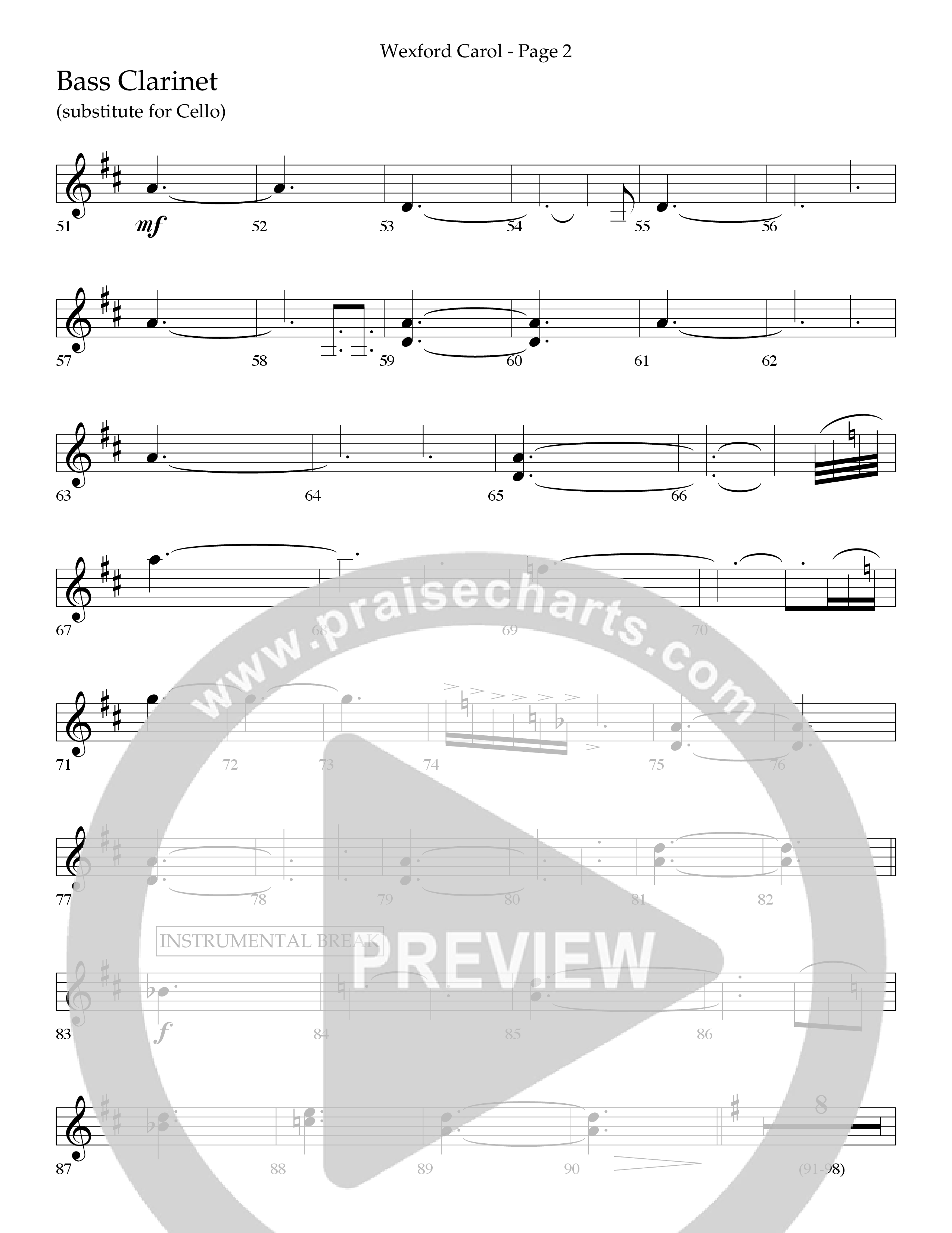 Wexford Carol (Choral Anthem SATB) Bass Clarinet (Lifeway Choral / Arr. Craig Adams / Orch. Danny Zaloudik)