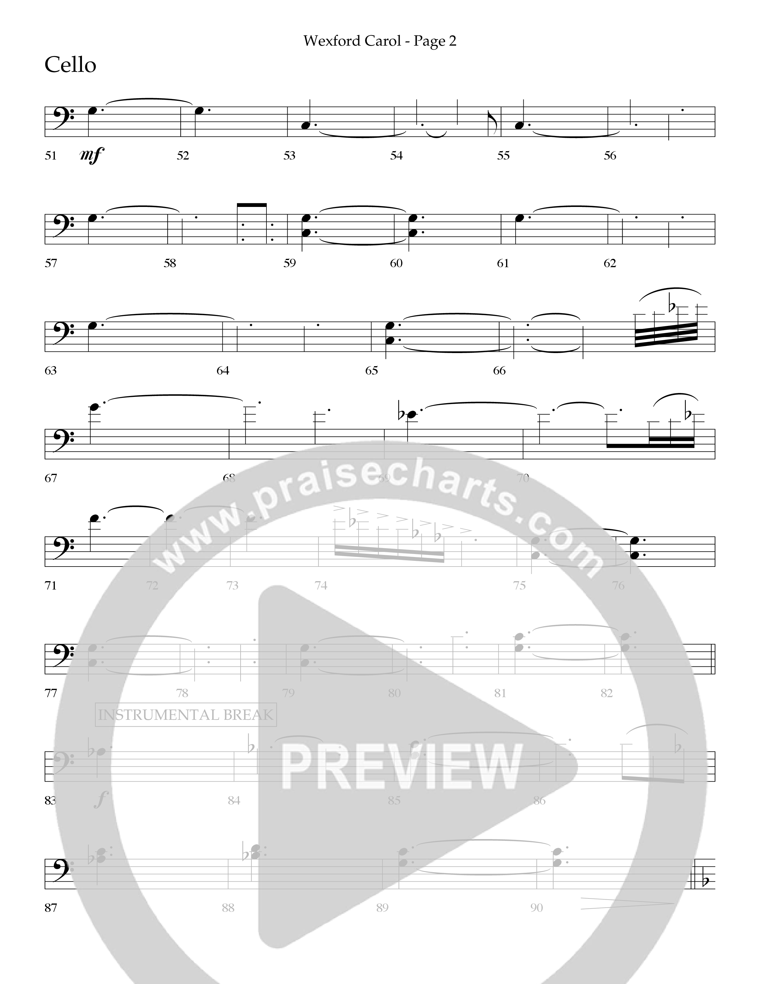 Wexford Carol (Choral Anthem SATB) Cello (Lifeway Choral / Arr. Craig Adams / Orch. Danny Zaloudik)