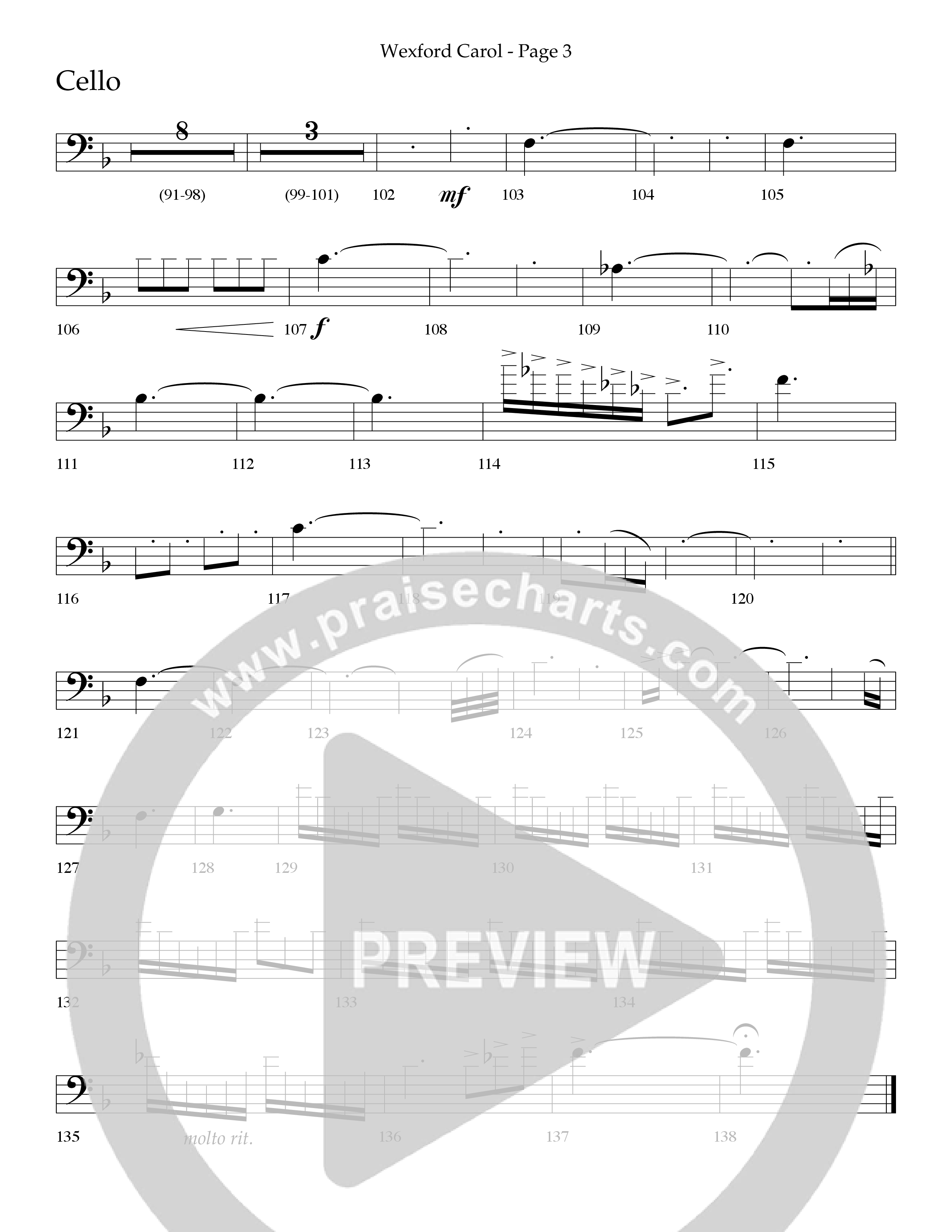 Wexford Carol (Choral Anthem SATB) Cello (Lifeway Choral / Arr. Craig Adams / Orch. Danny Zaloudik)