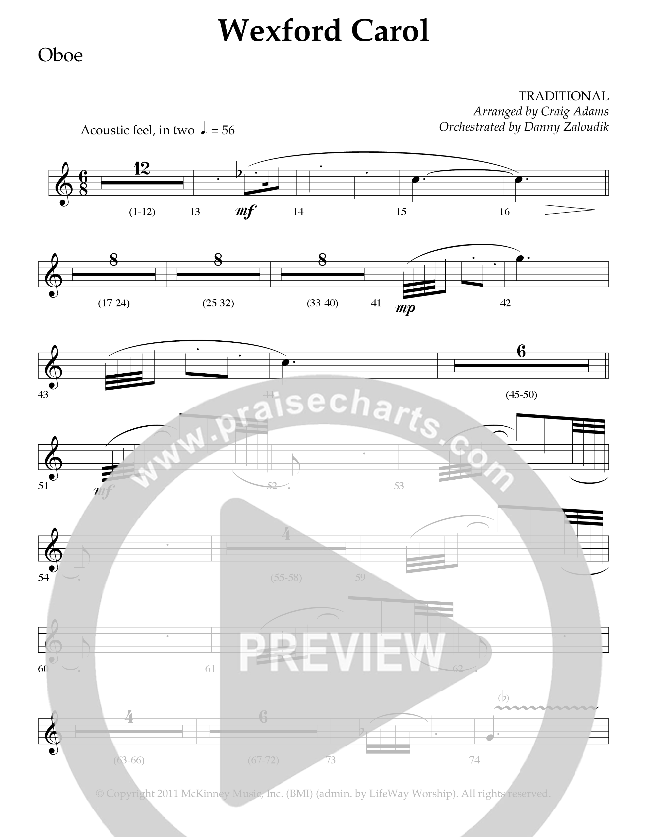 Wexford Carol (Choral Anthem SATB) Oboe (Lifeway Choral / Arr. Craig Adams / Orch. Danny Zaloudik)
