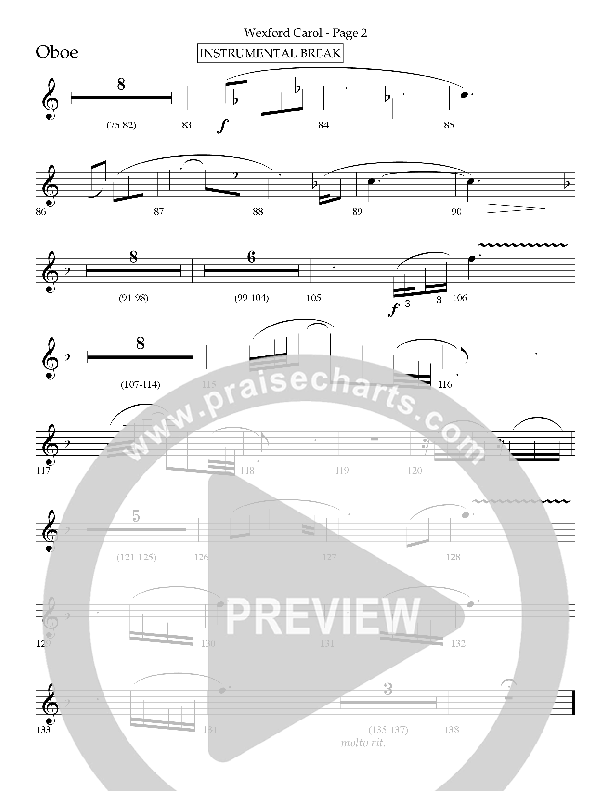 Wexford Carol (Choral Anthem SATB) Oboe (Lifeway Choral / Arr. Craig Adams / Orch. Danny Zaloudik)