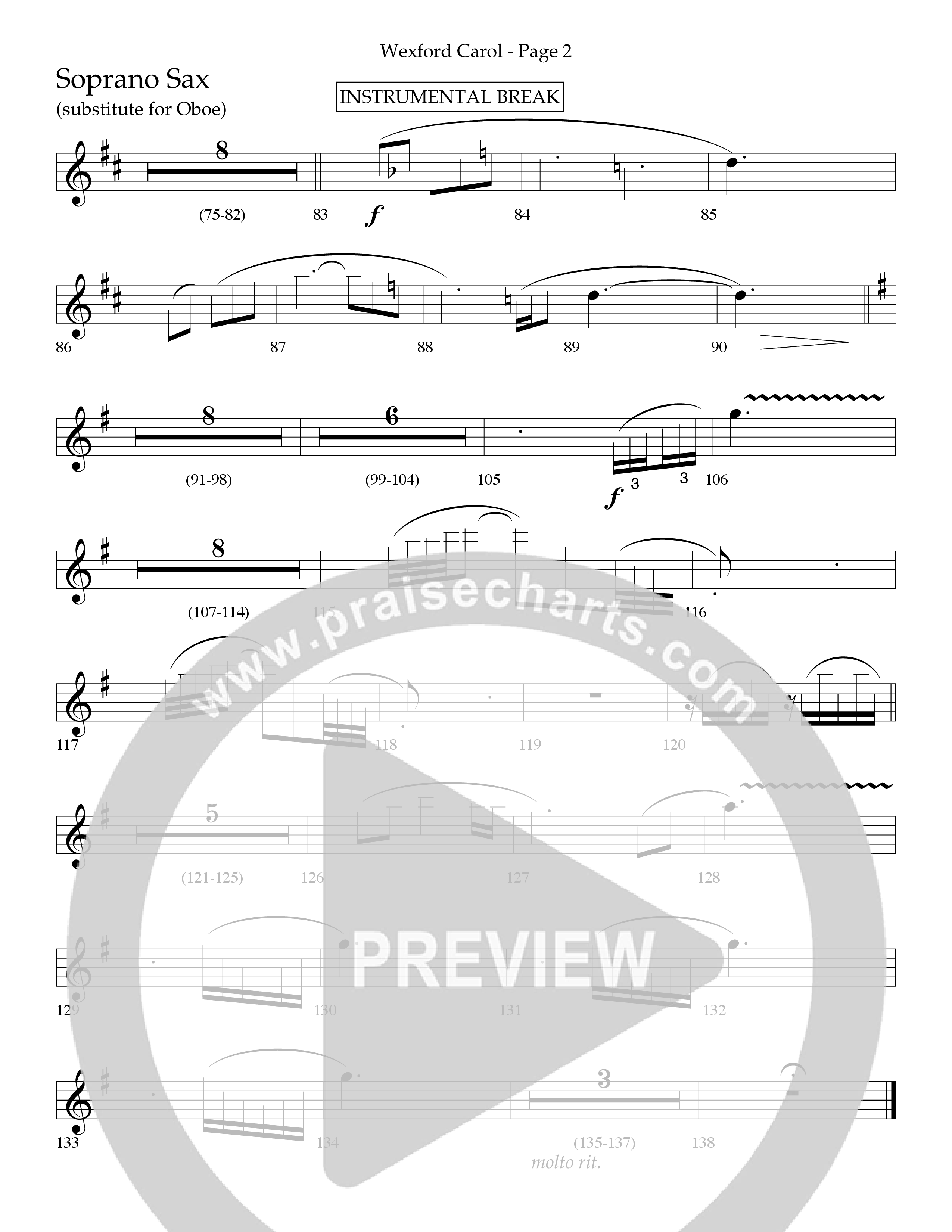 Wexford Carol (Choral Anthem SATB) Soprano Sax (Lifeway Choral / Arr. Craig Adams / Orch. Danny Zaloudik)