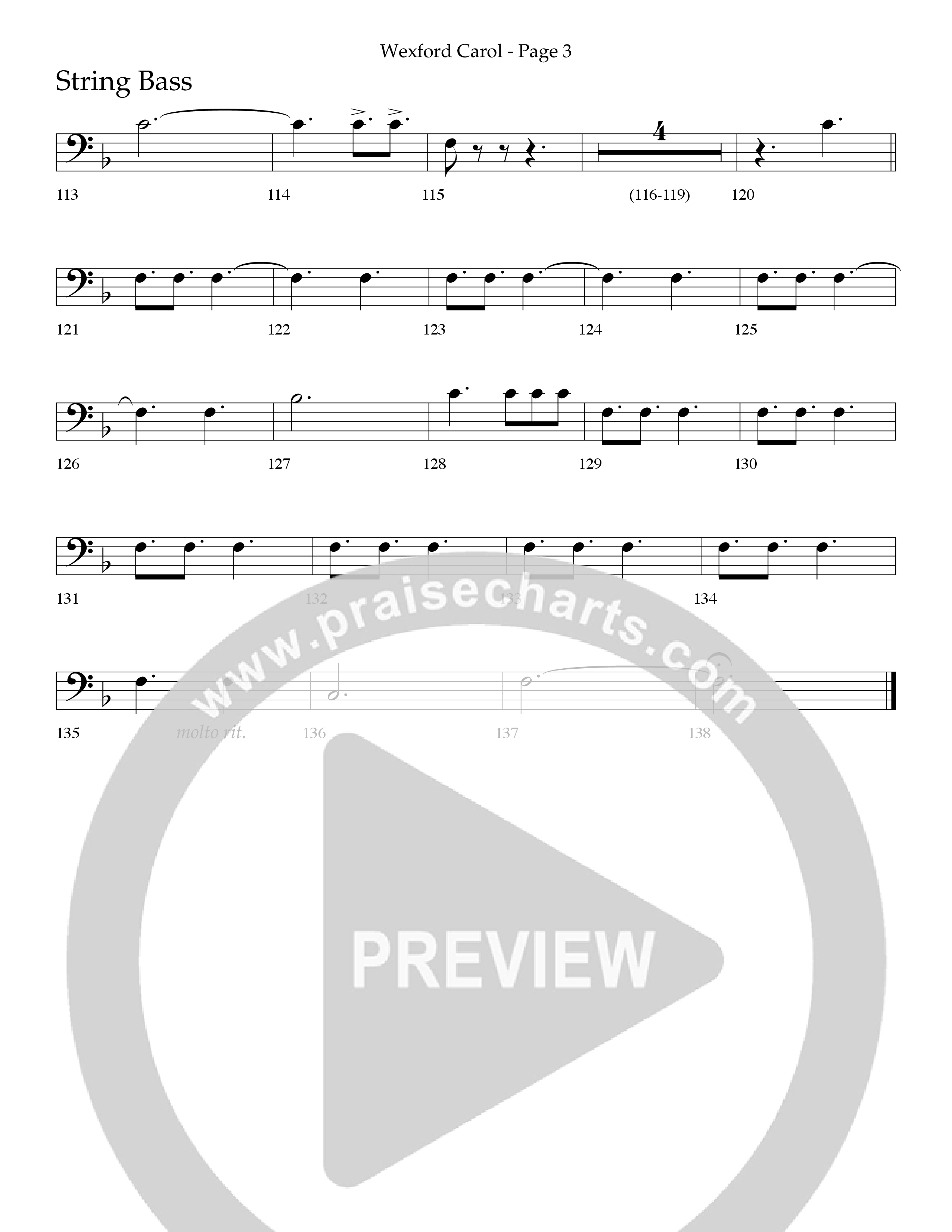 Wexford Carol (Choral Anthem SATB) String Bass (Lifeway Choral / Arr. Craig Adams / Orch. Danny Zaloudik)