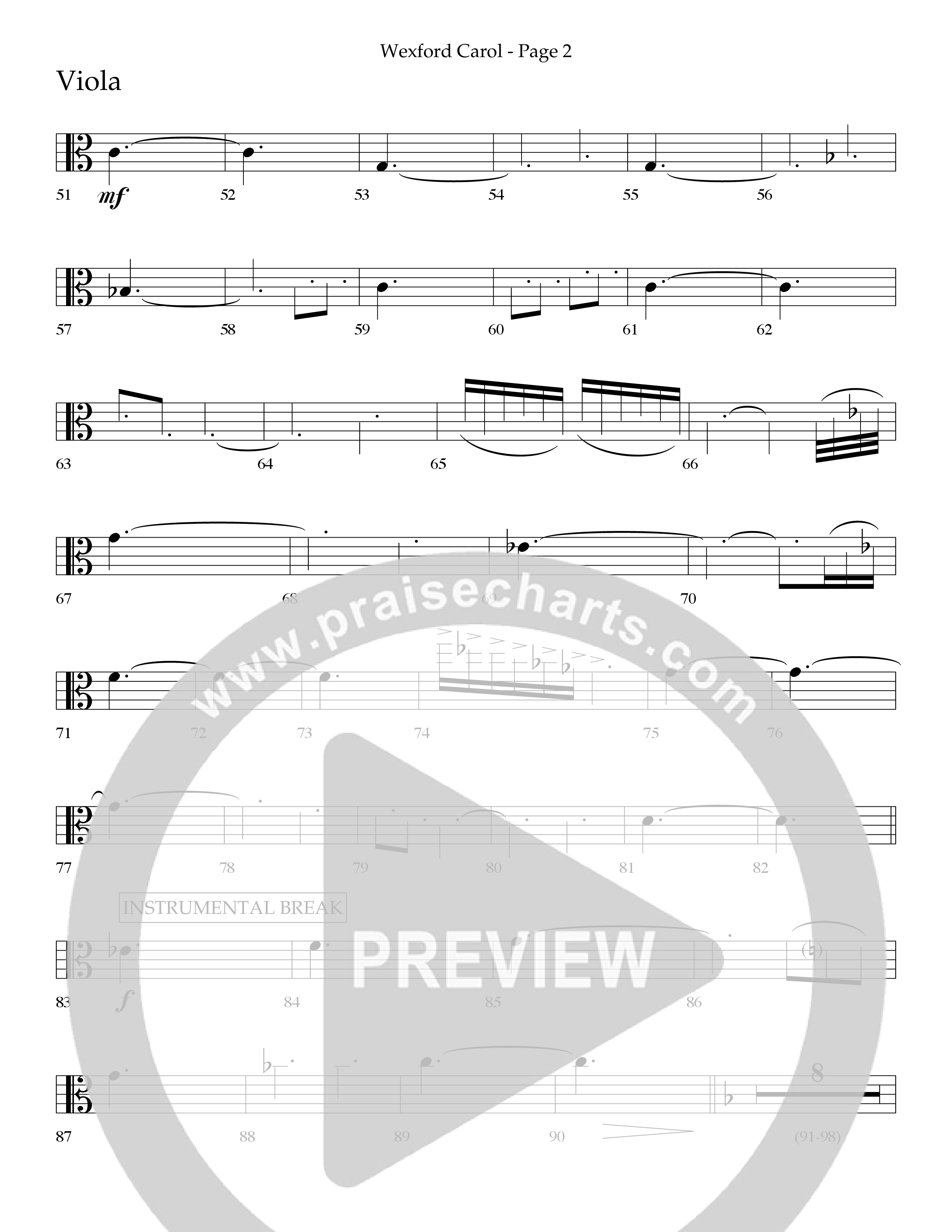 Wexford Carol (Choral Anthem SATB) Viola (Lifeway Choral / Arr. Craig Adams / Orch. Danny Zaloudik)