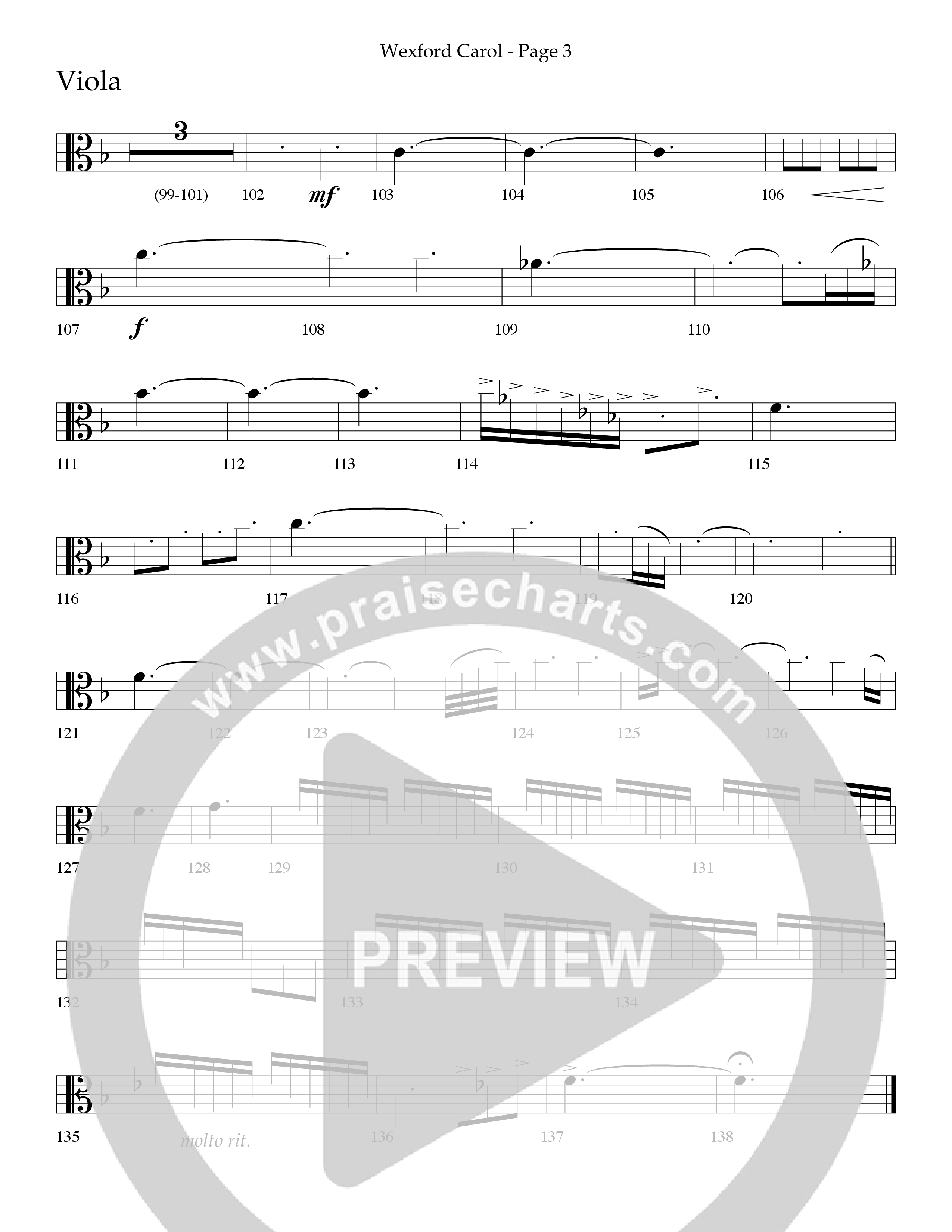 Wexford Carol (Choral Anthem SATB) Viola (Lifeway Choral / Arr. Craig Adams / Orch. Danny Zaloudik)