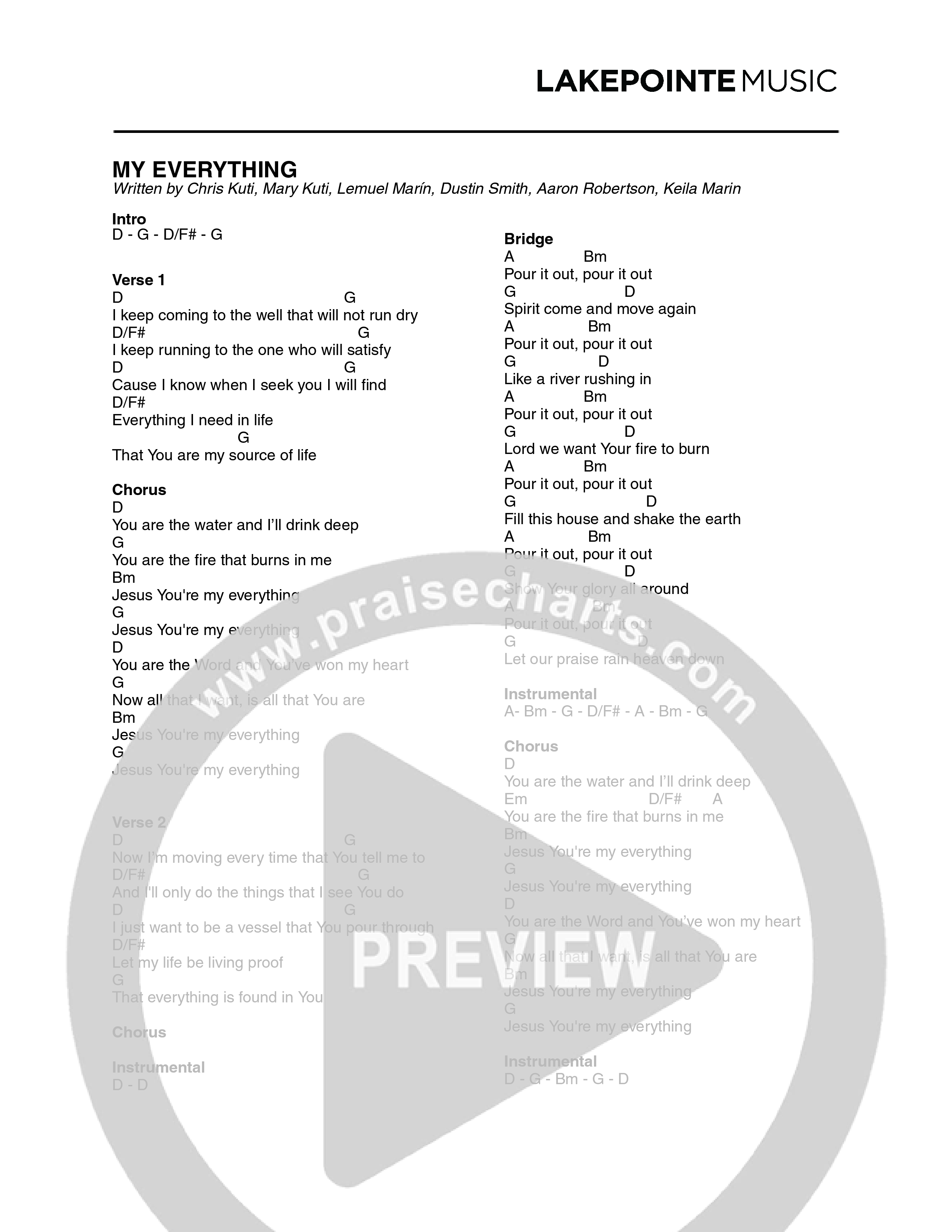My Everything (Live) Chord Chart (Lakepointe Music)