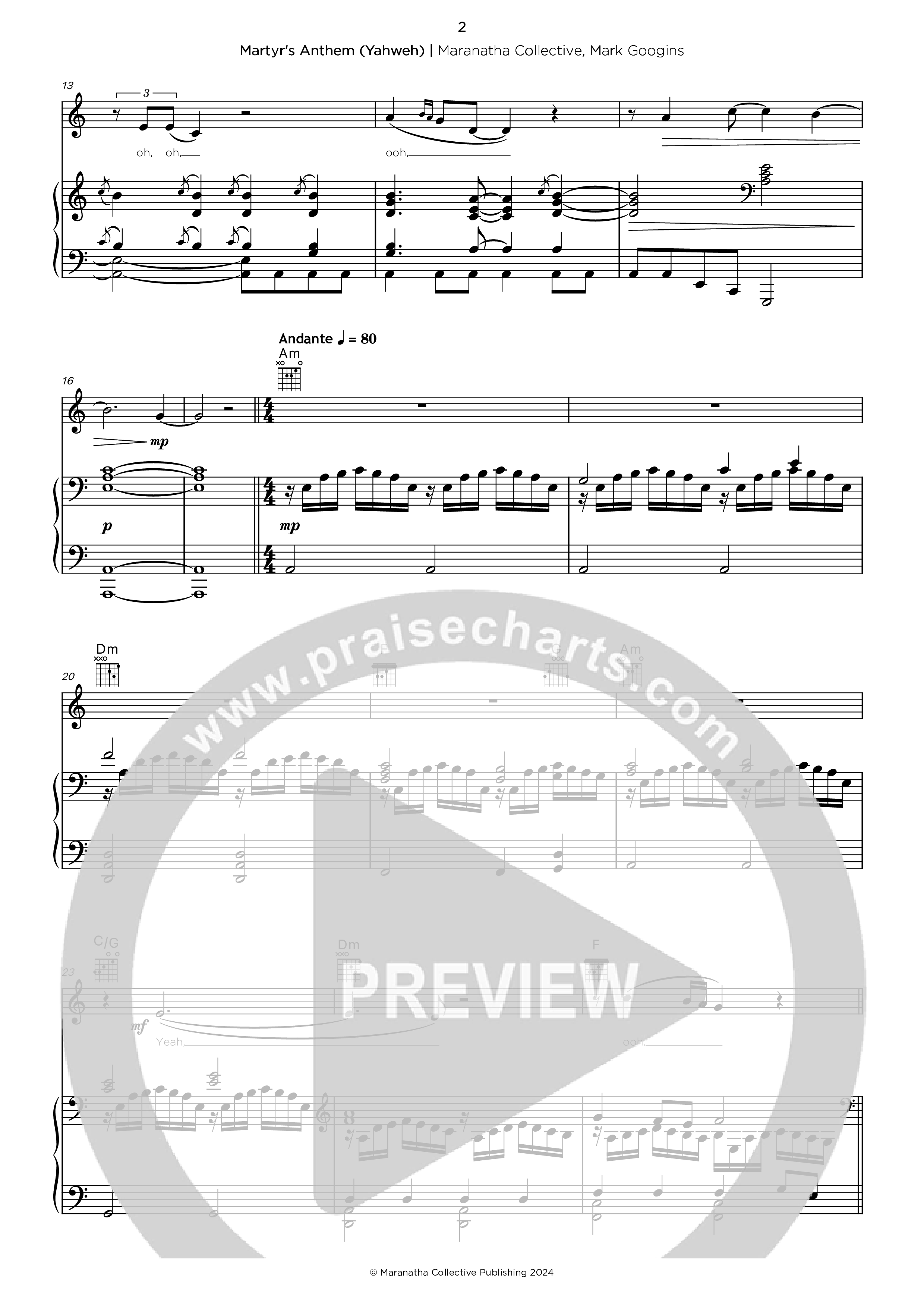 Martyr's Anthem Piano/Melody (Maranatha Collective)