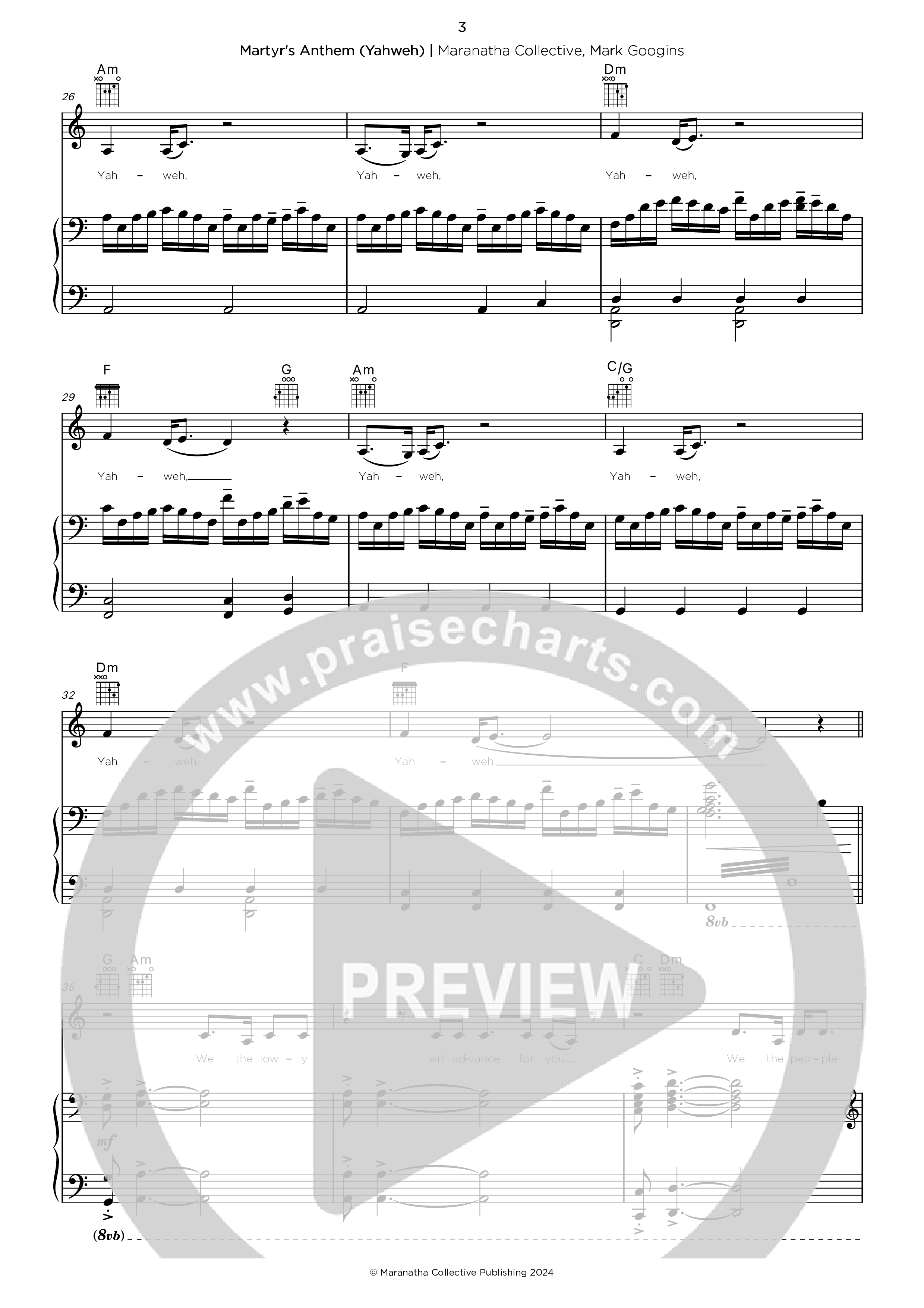 Martyr's Anthem Piano/Melody (Maranatha Collective)