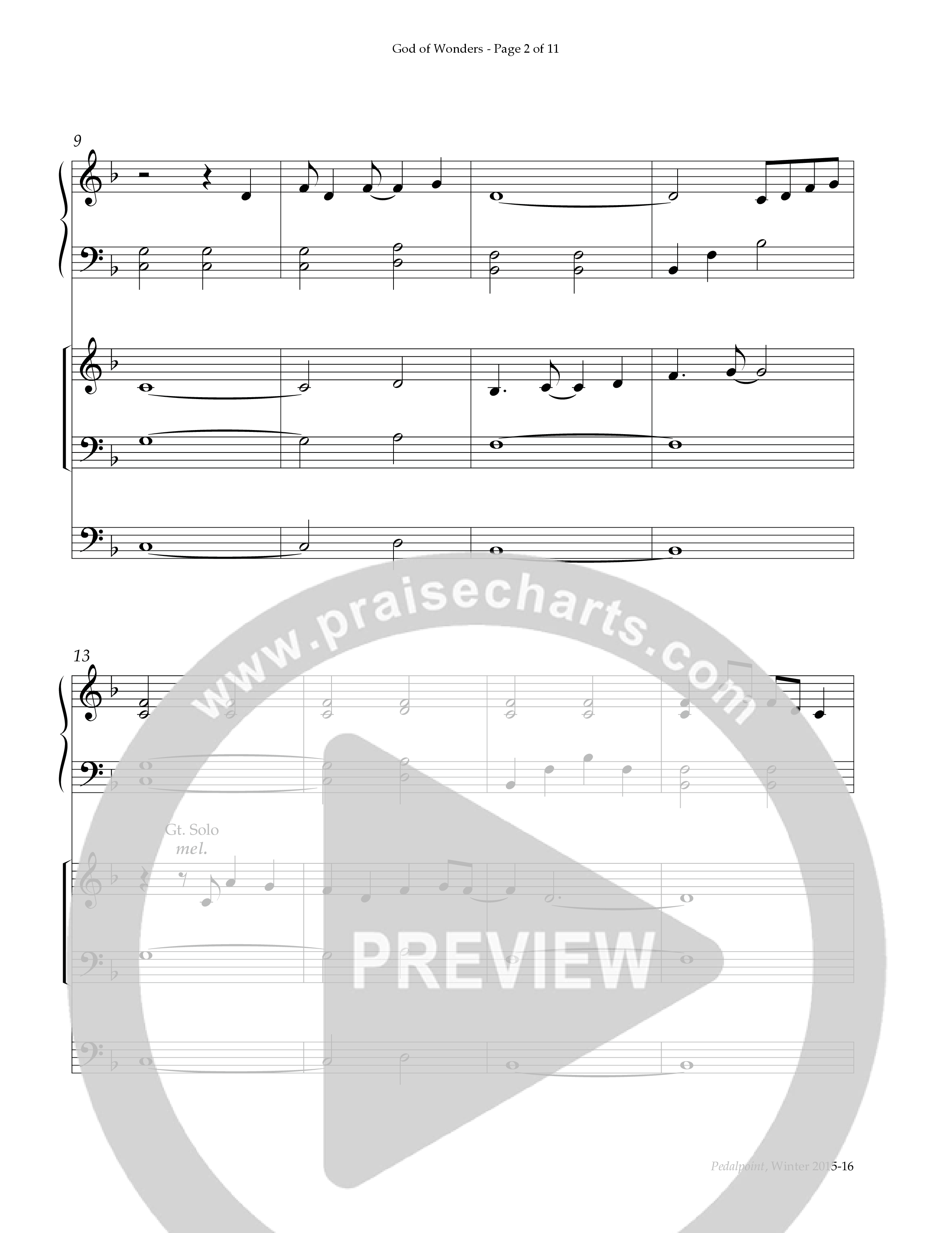 God Of Wonders (Instrumental) Piano-Organ (Lifeway Worship / Arr. Sandy Wilkinson)