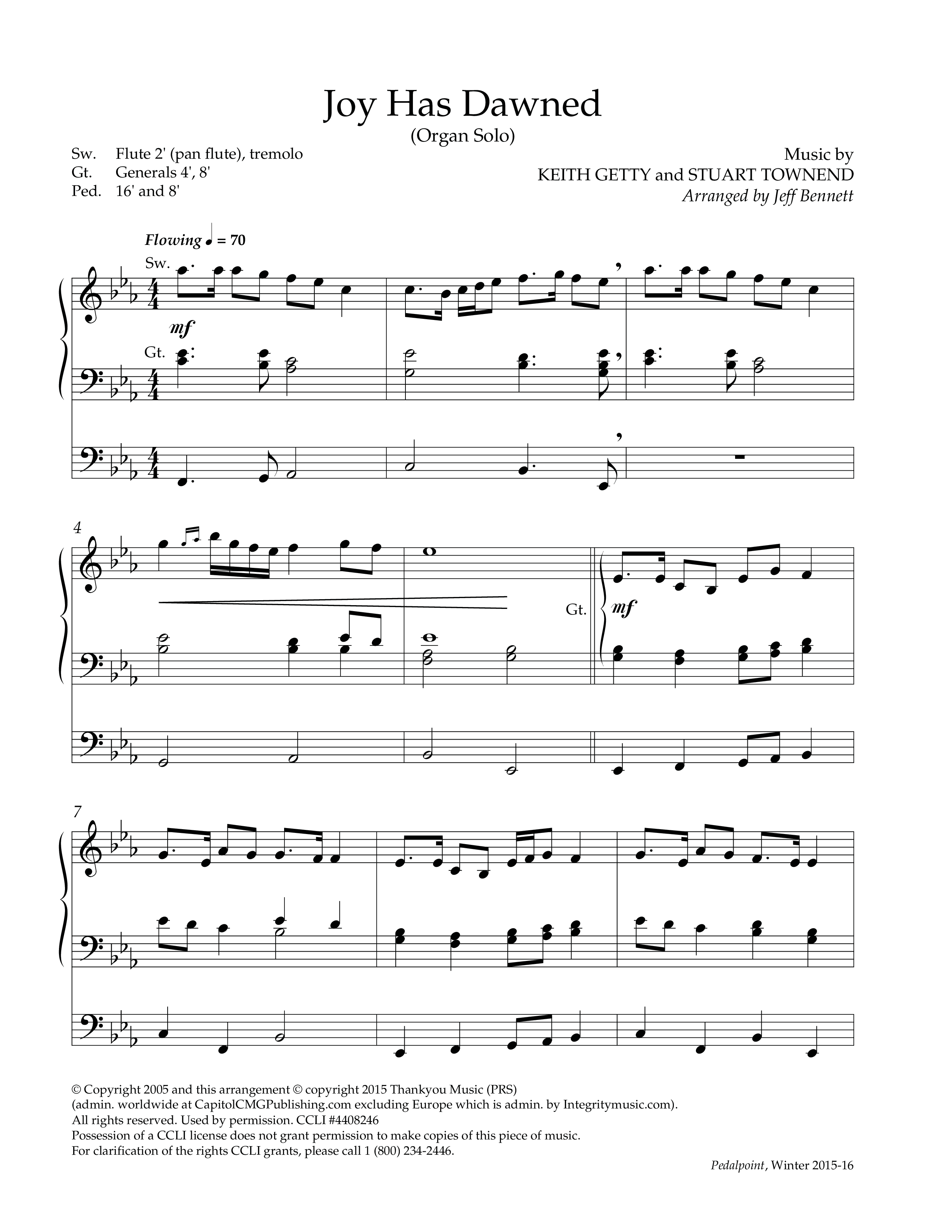 Joy Has Dawned (Instrumental) Organ (Lifeway Worship / Arr. Jeffery Bennett)