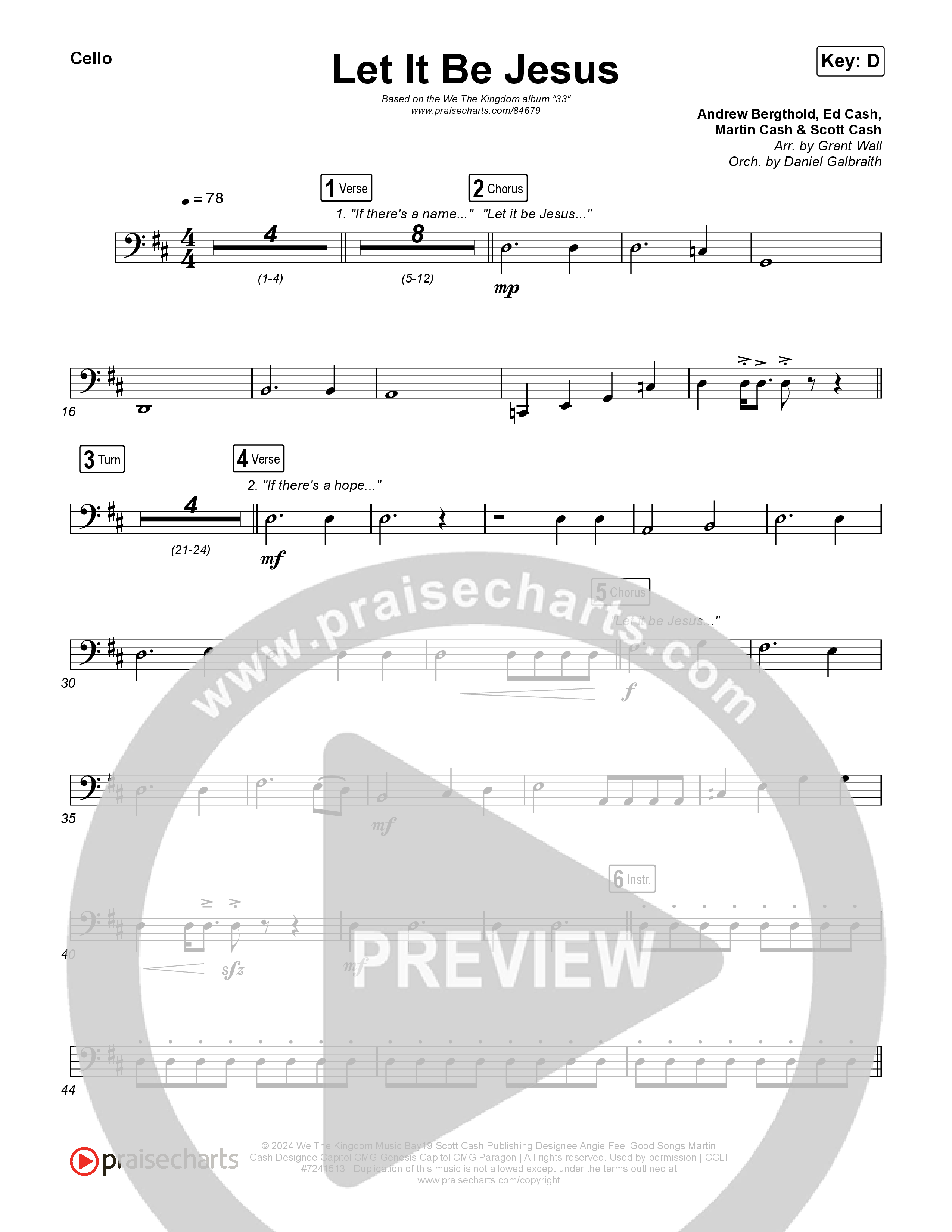 Let It Be Jesus (Live) Cello (We The Kingdom)