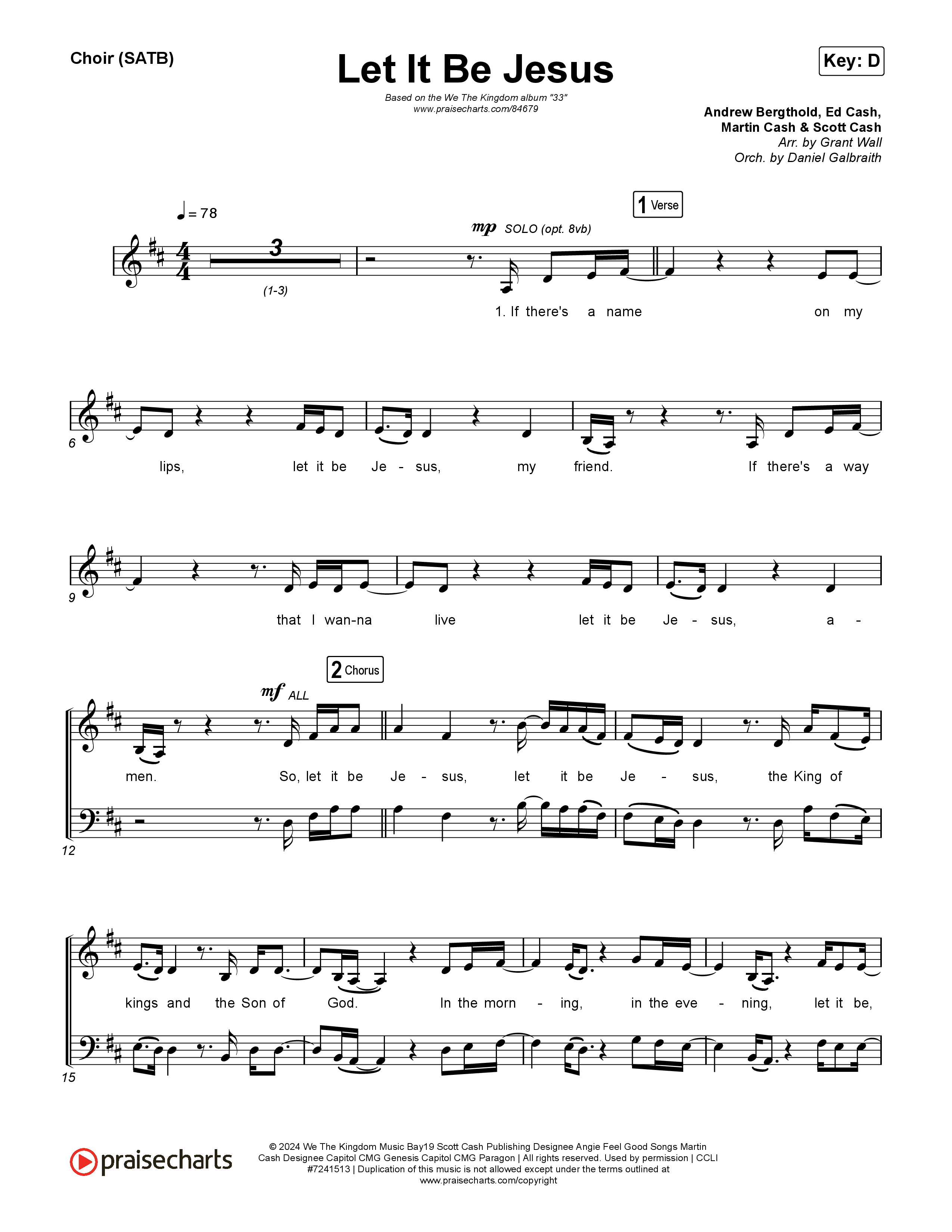 Let It Be Jesus (Live) Choir Sheet (SATB) (We The Kingdom)