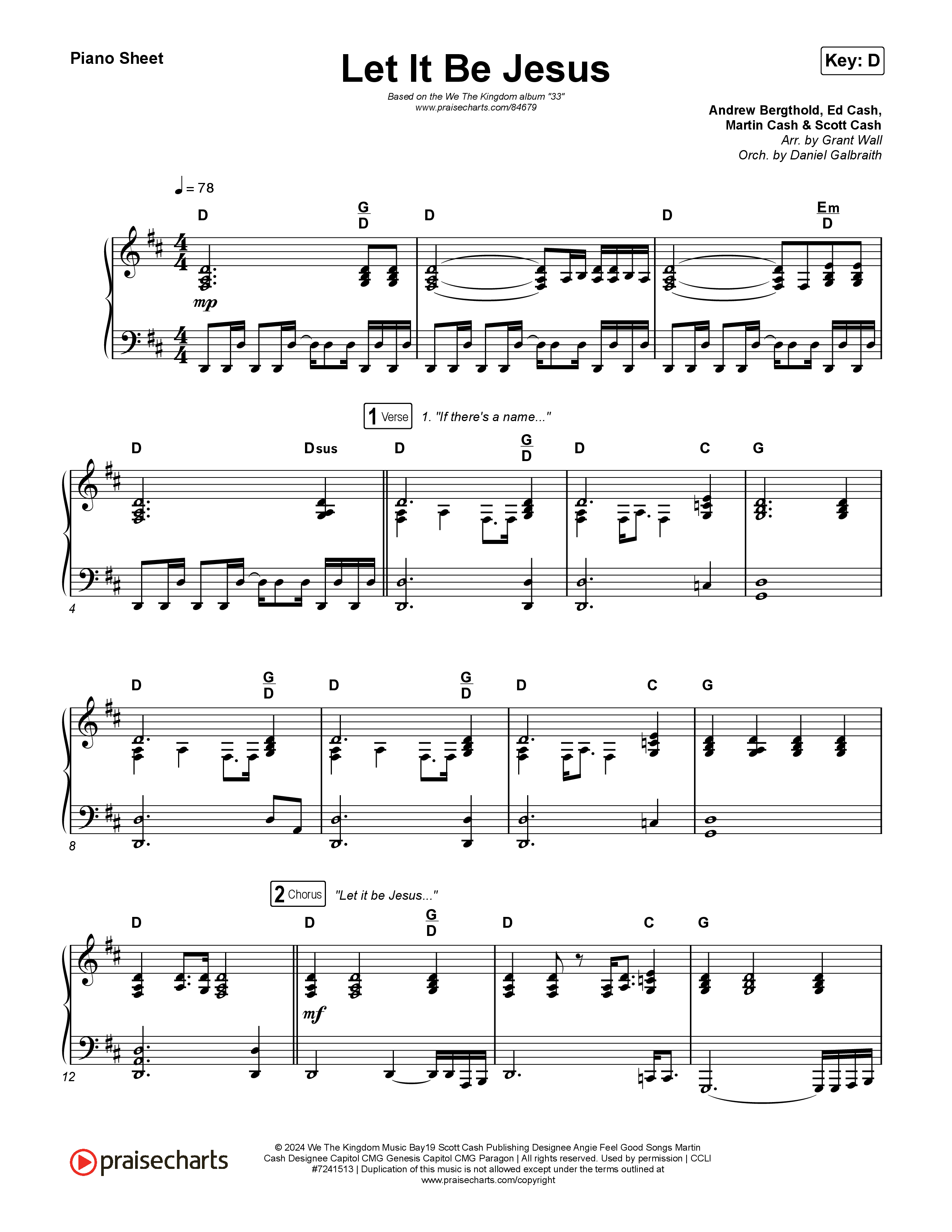 Let It Be Jesus (Live) Piano Sheet (We The Kingdom)