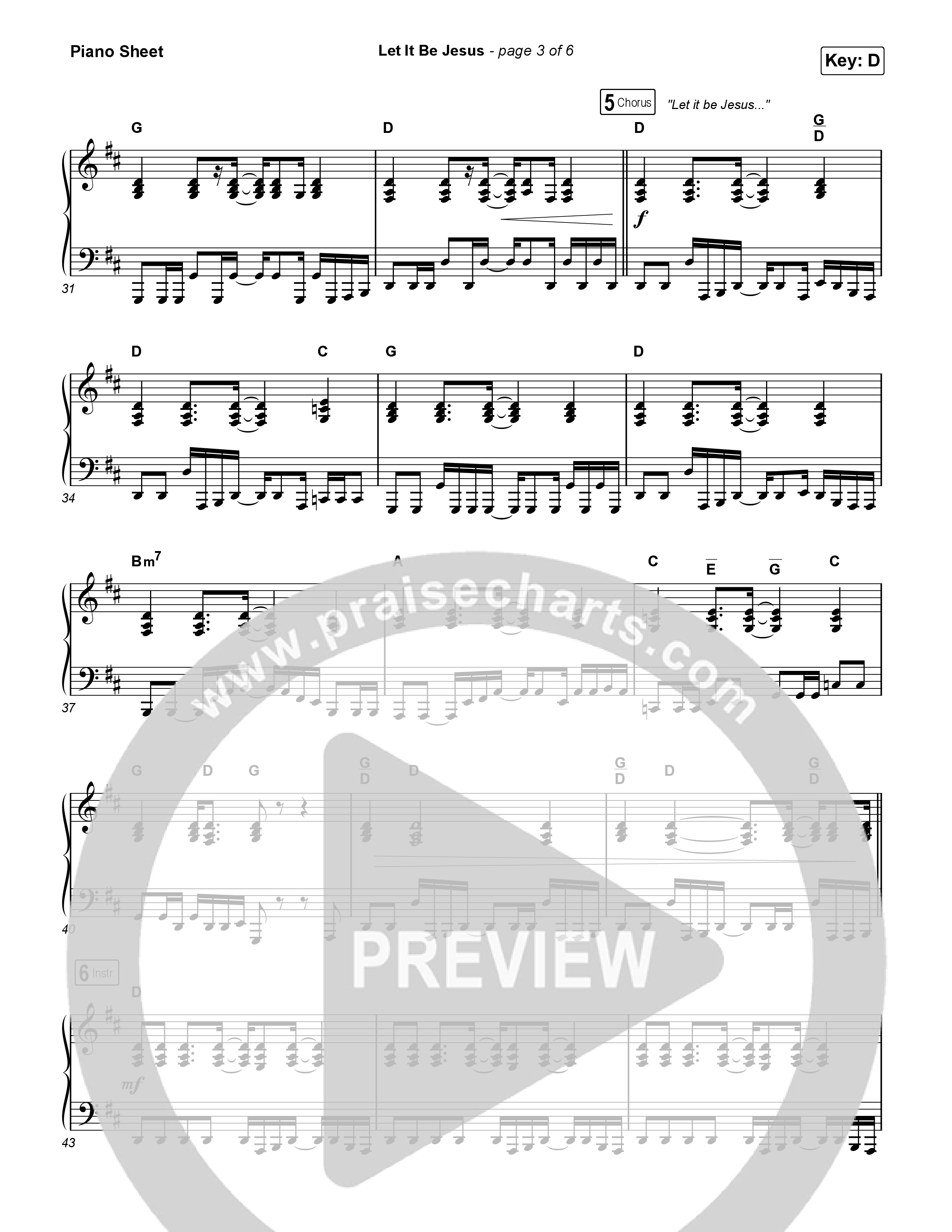 Let It Be Jesus (Live) Piano Sheet (We The Kingdom)