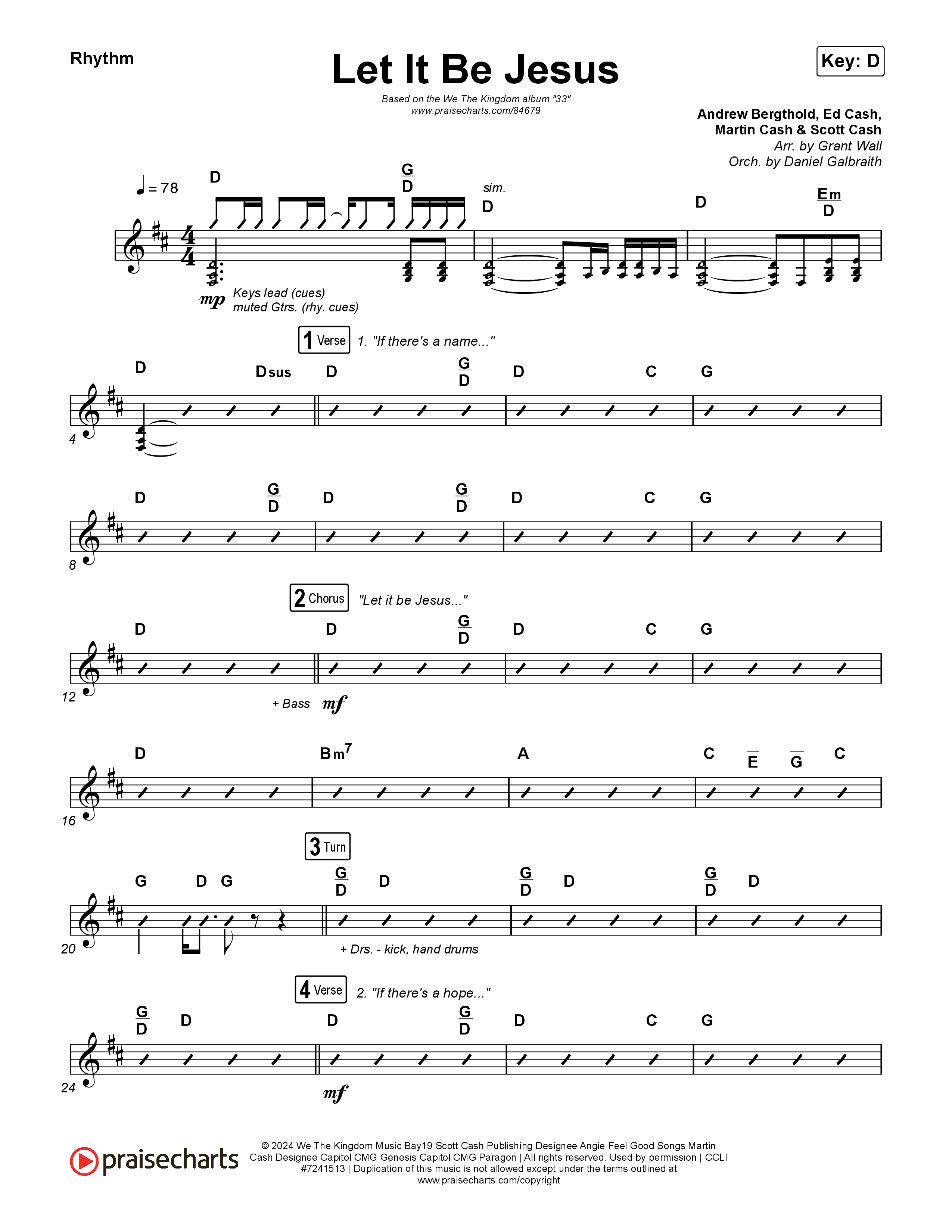 Let It Be Jesus (Live) Rhythm Chart (We The Kingdom)