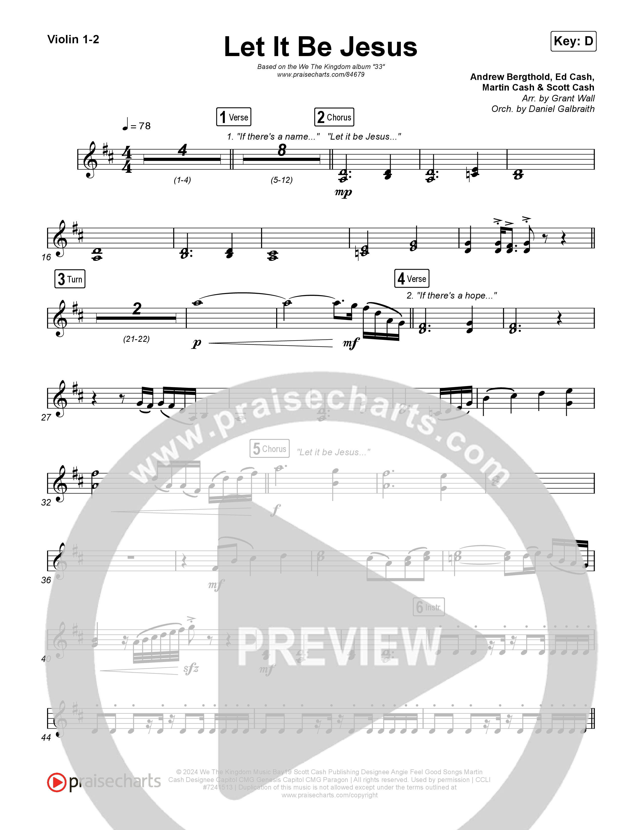 Let It Be Jesus (Live) Violin 1,2 (We The Kingdom)