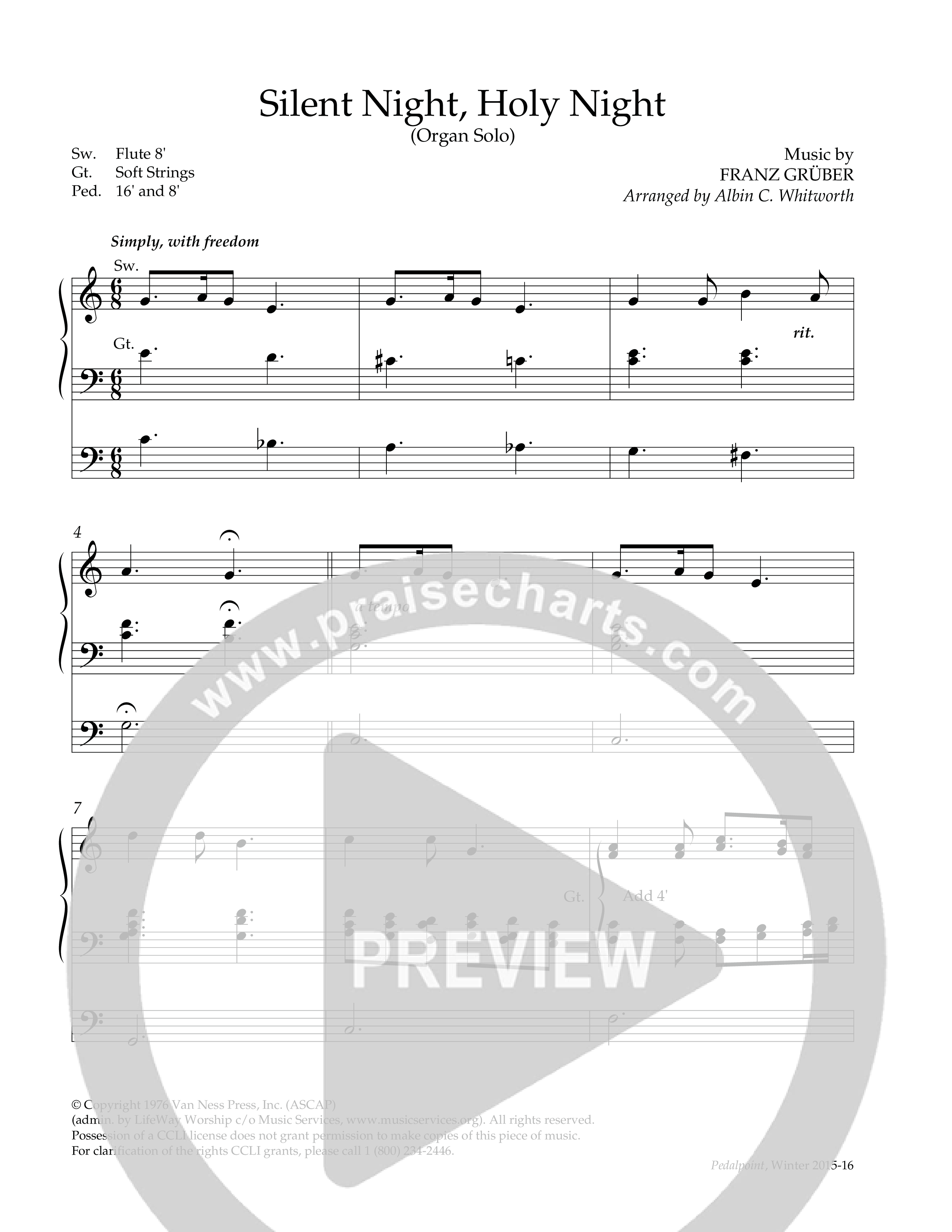 Silent Night Holy Night (Instrumental) Organ (Lifeway Worship / Arr. Albin C. Whitworth)