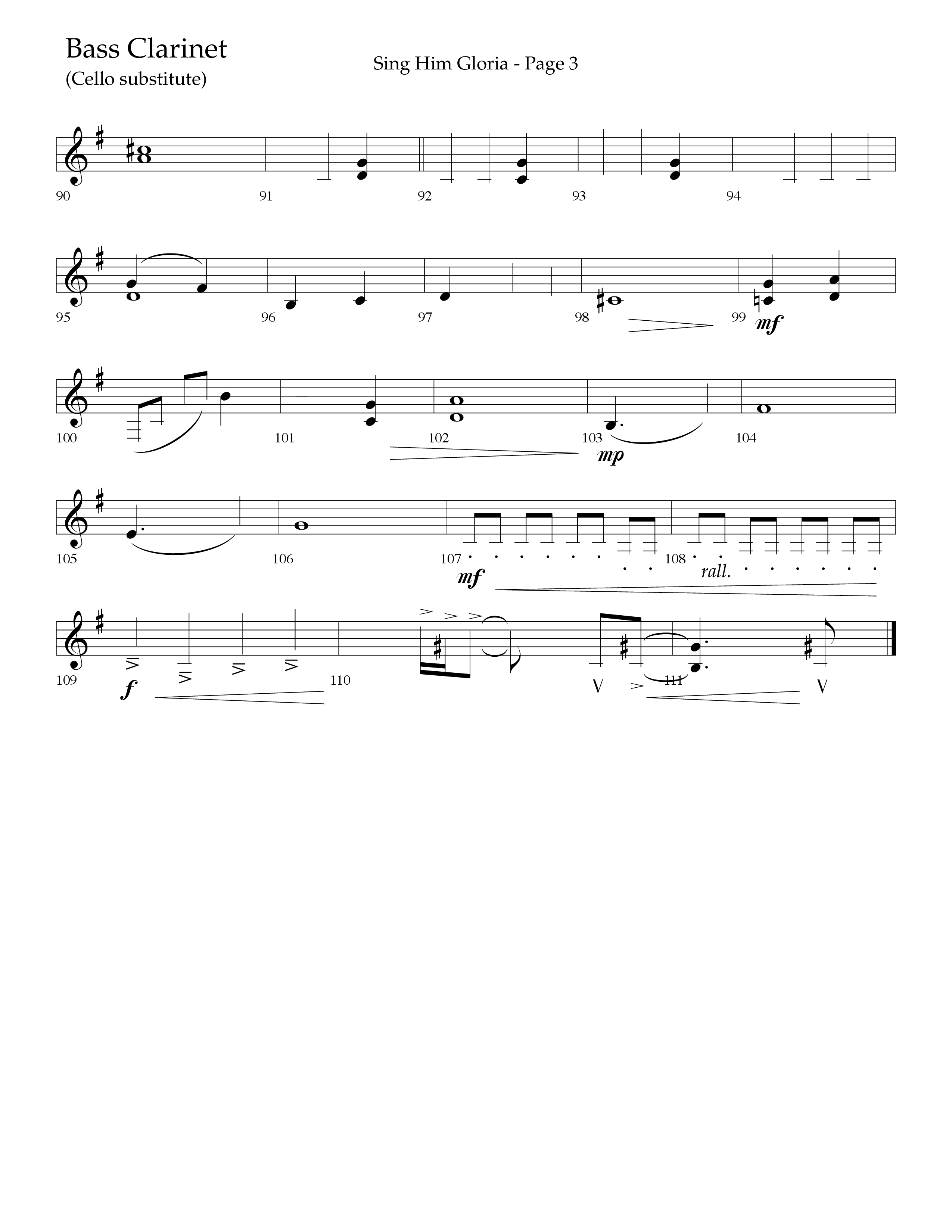 Sing Him Gloria (Choral Anthem SATB) Bass Clarinet (Lifeway Choral / Arr. J. Daniel Smith)