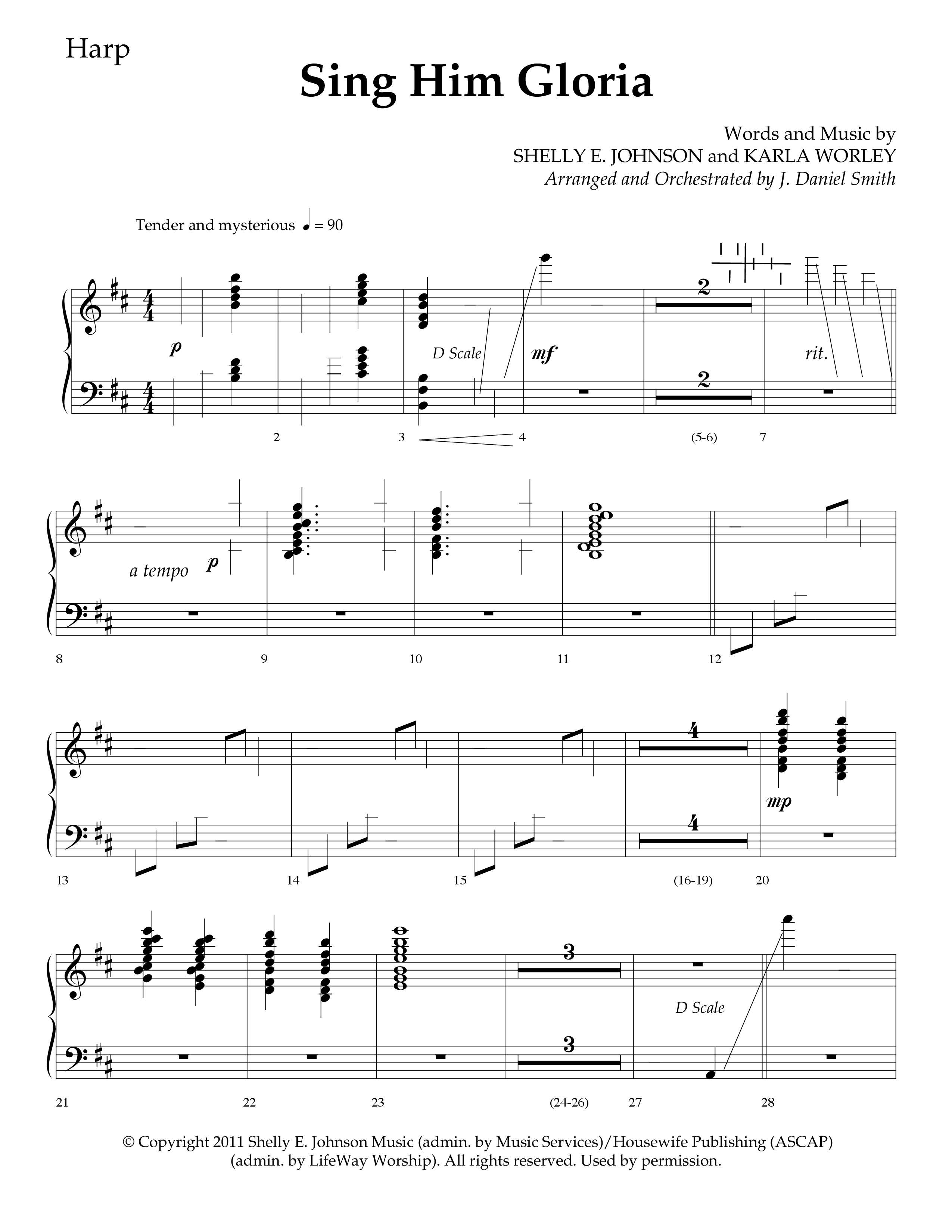Sing Him Gloria (Choral Anthem SATB) Harp (Lifeway Choral / Arr. J. Daniel Smith)