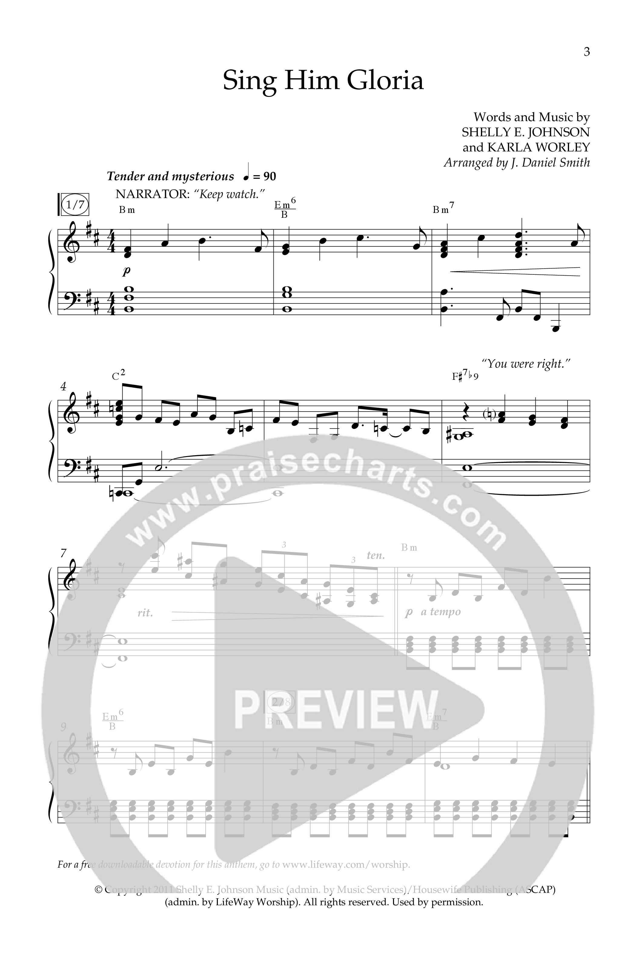 Sing Him Gloria (Choral Anthem SATB) Anthem (SATB/Piano) (Lifeway Choral / Arr. J. Daniel Smith)