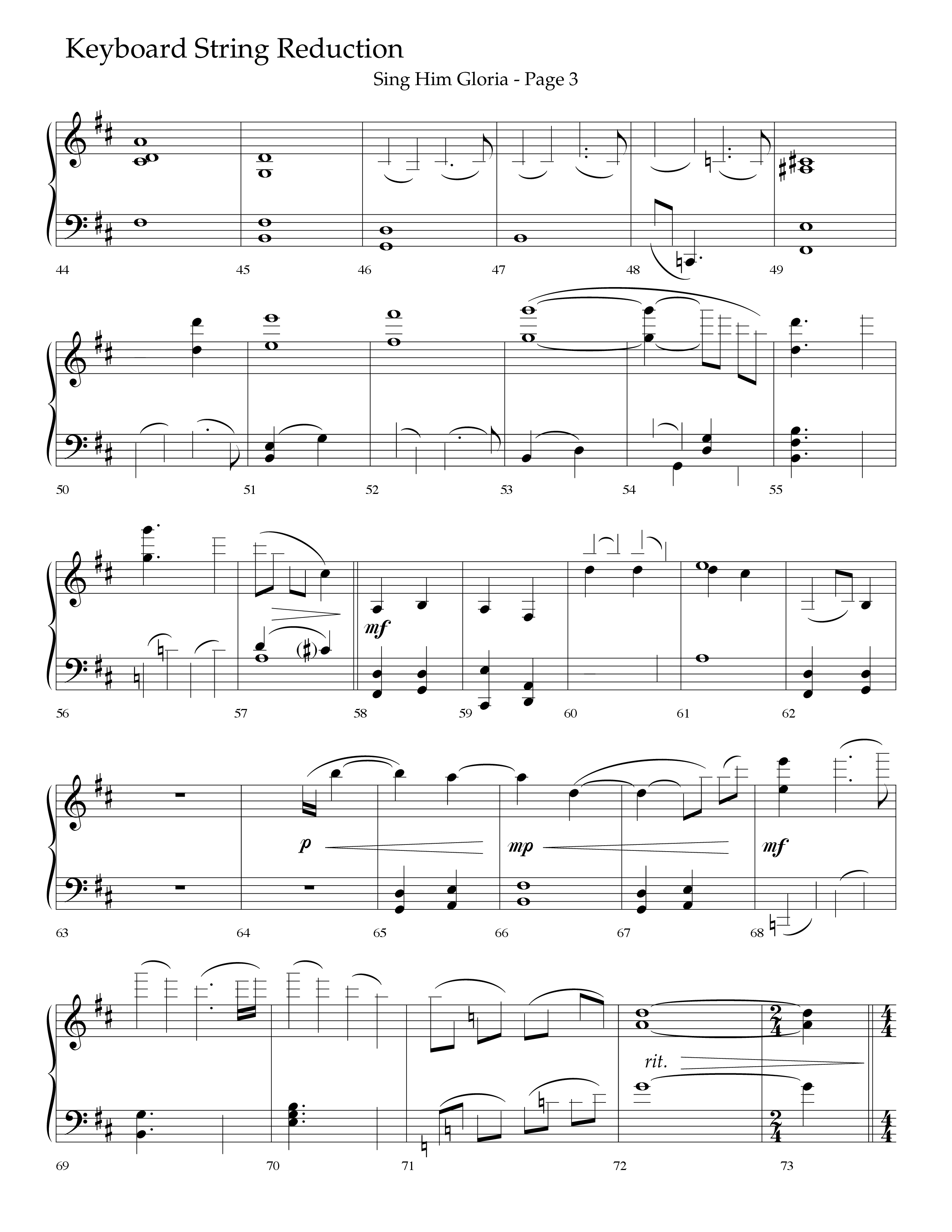 Sing Him Gloria (Choral Anthem SATB) String Reduction (Lifeway Choral / Arr. J. Daniel Smith)