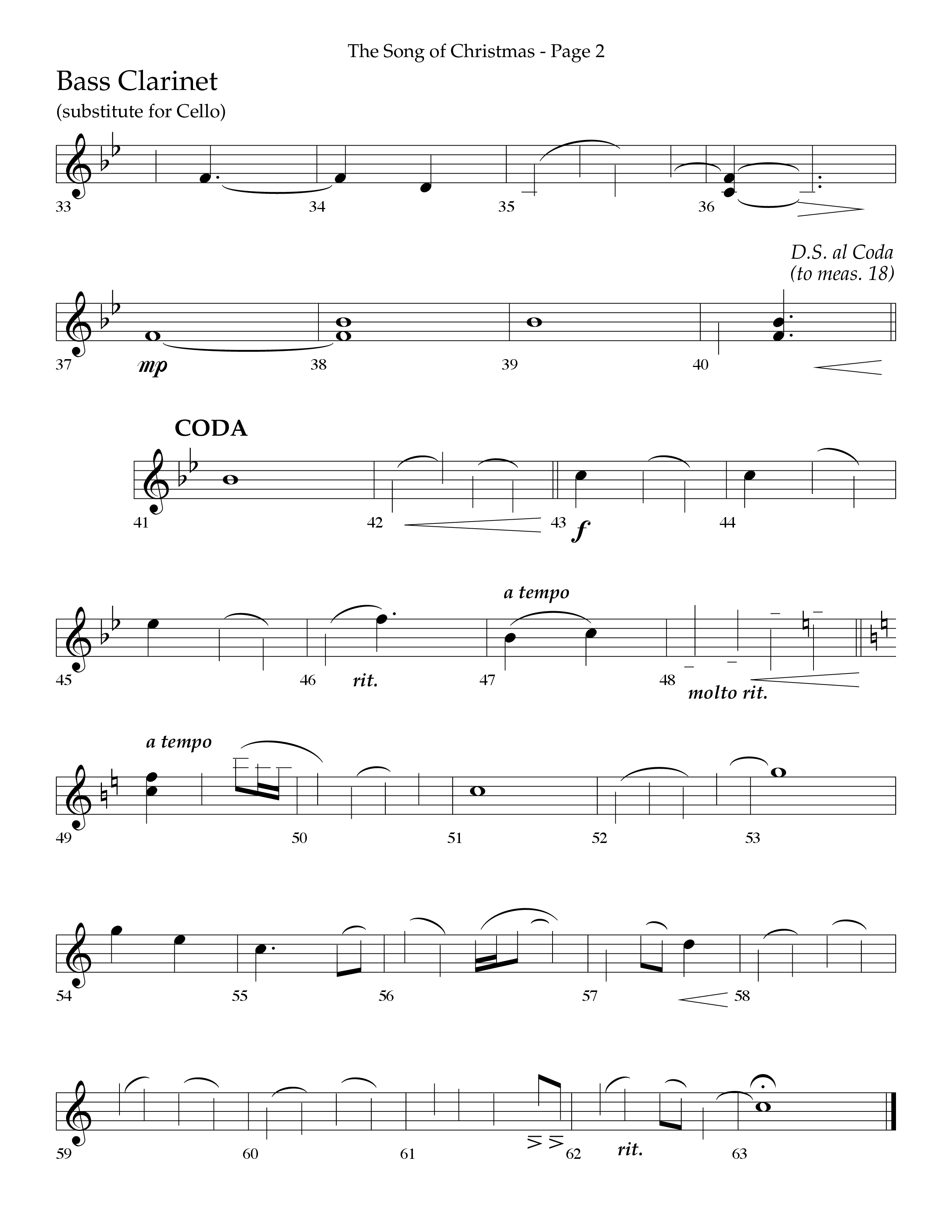 The Song Of Christmas (Choral Anthem SATB) Bass Clarinet (Lifeway Choral / Arr. Cliff Duren)