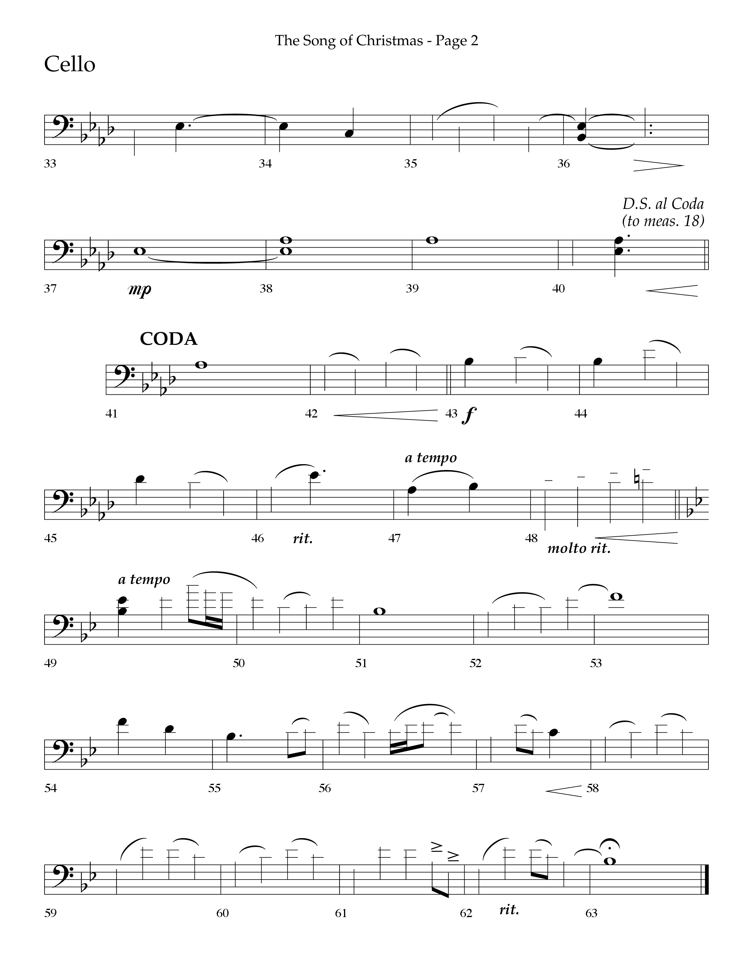 The Song Of Christmas (Choral Anthem SATB) Cello (Lifeway Choral / Arr. Cliff Duren)