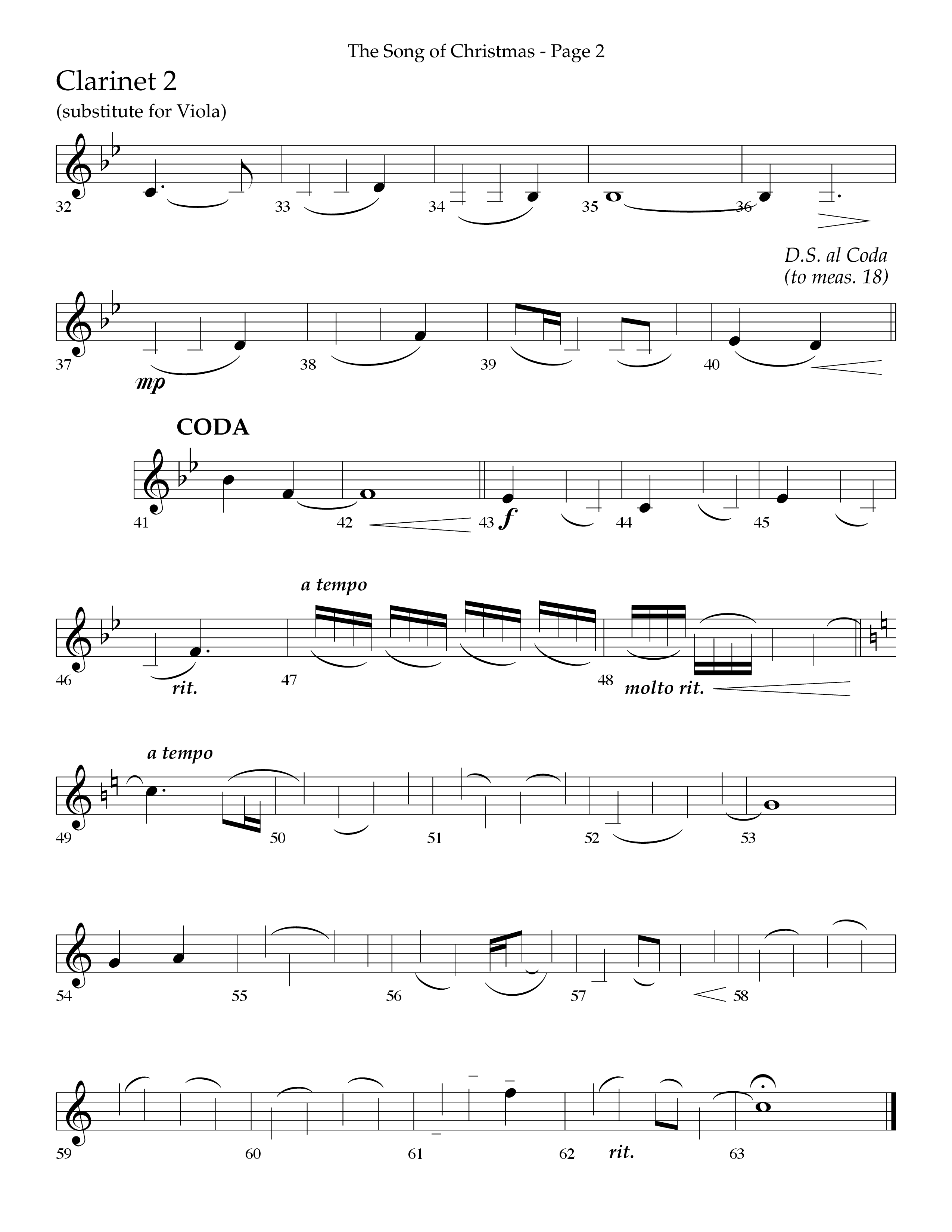 The Song Of Christmas (Choral Anthem SATB) Clarinet 1/2 (Lifeway Choral / Arr. Cliff Duren)