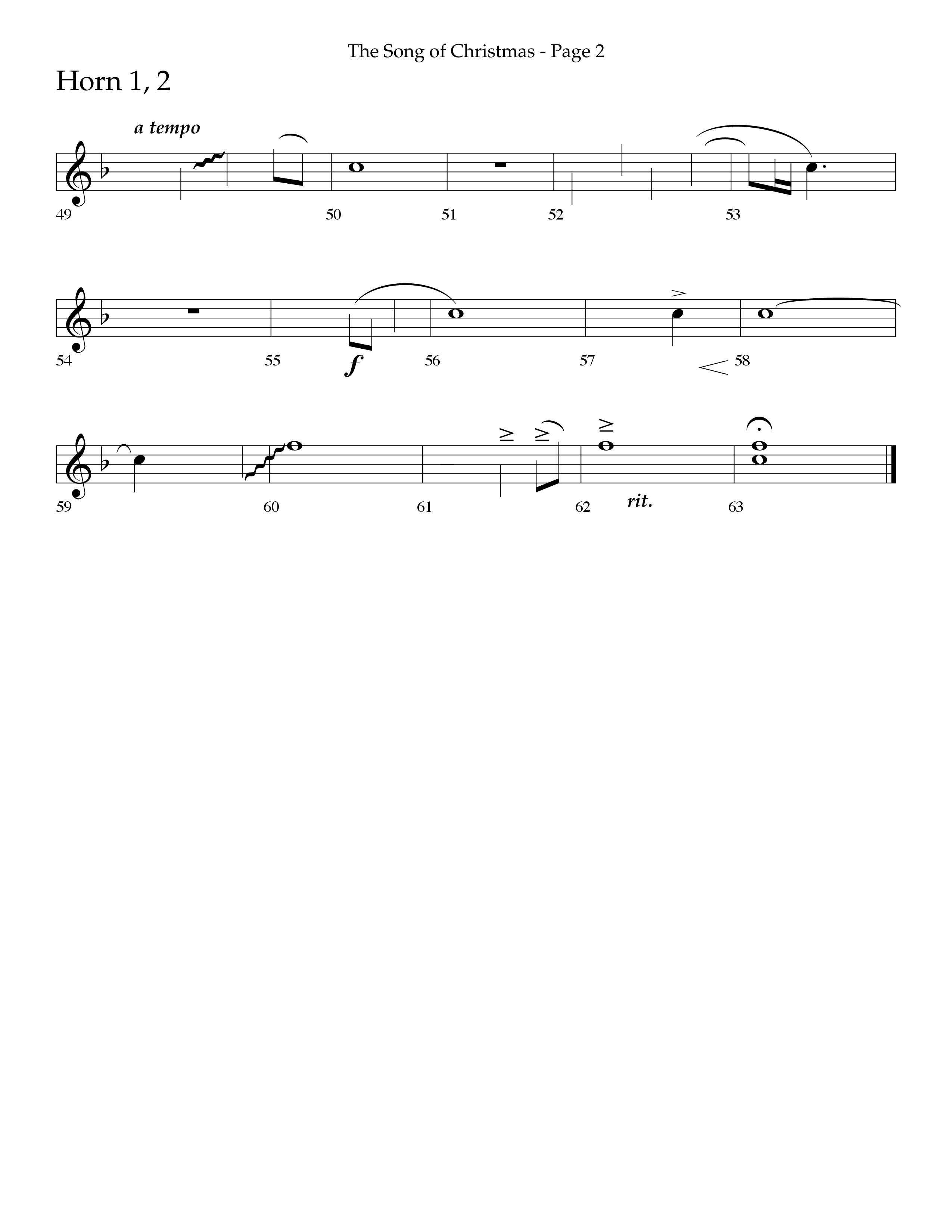 The Song Of Christmas (Choral Anthem SATB) French Horn 1/2 (Lifeway Choral / Arr. Cliff Duren)