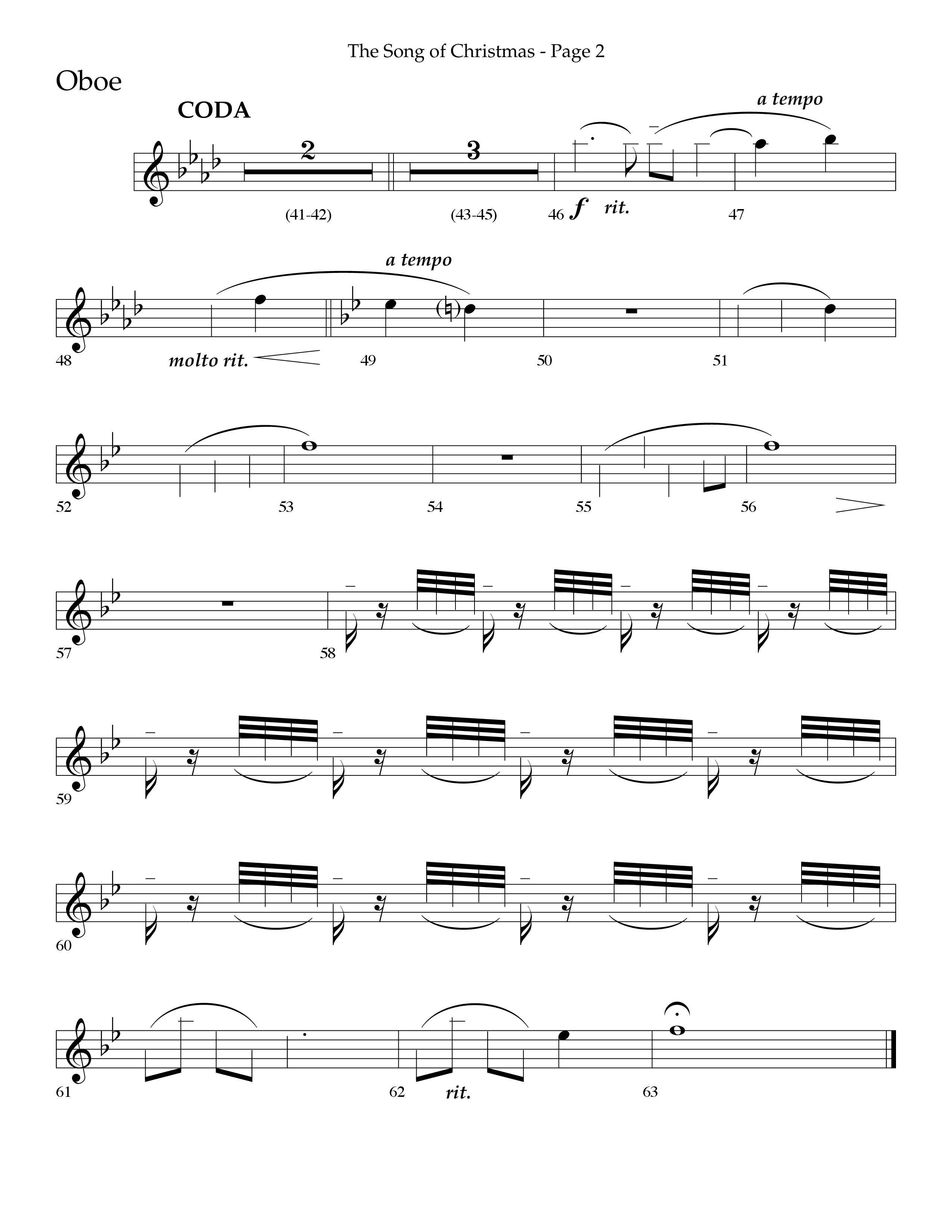 The Song Of Christmas (Choral Anthem SATB) Oboe (Lifeway Choral / Arr. Cliff Duren)