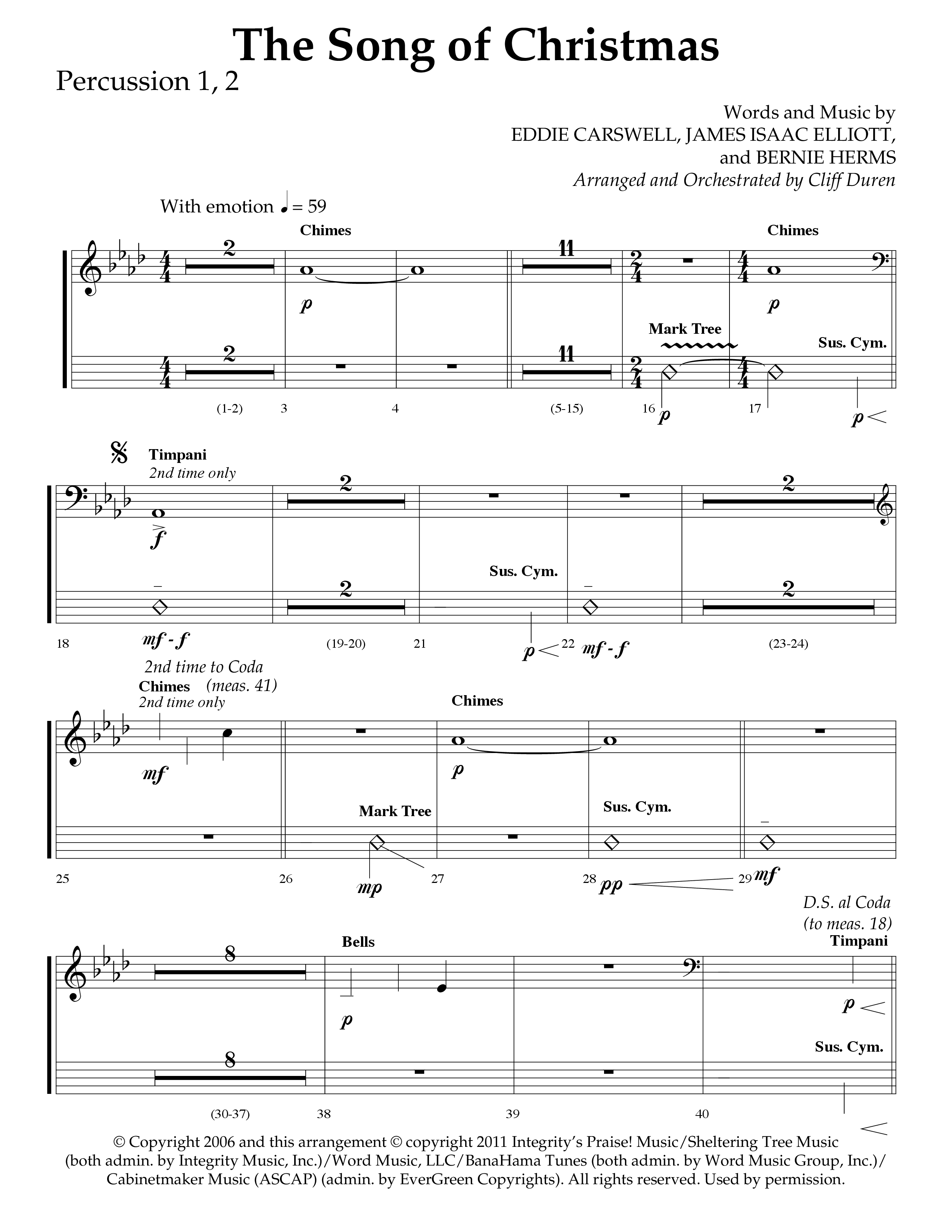 The Song Of Christmas (Choral Anthem SATB) Percussion 1/2 (Lifeway Choral / Arr. Cliff Duren)