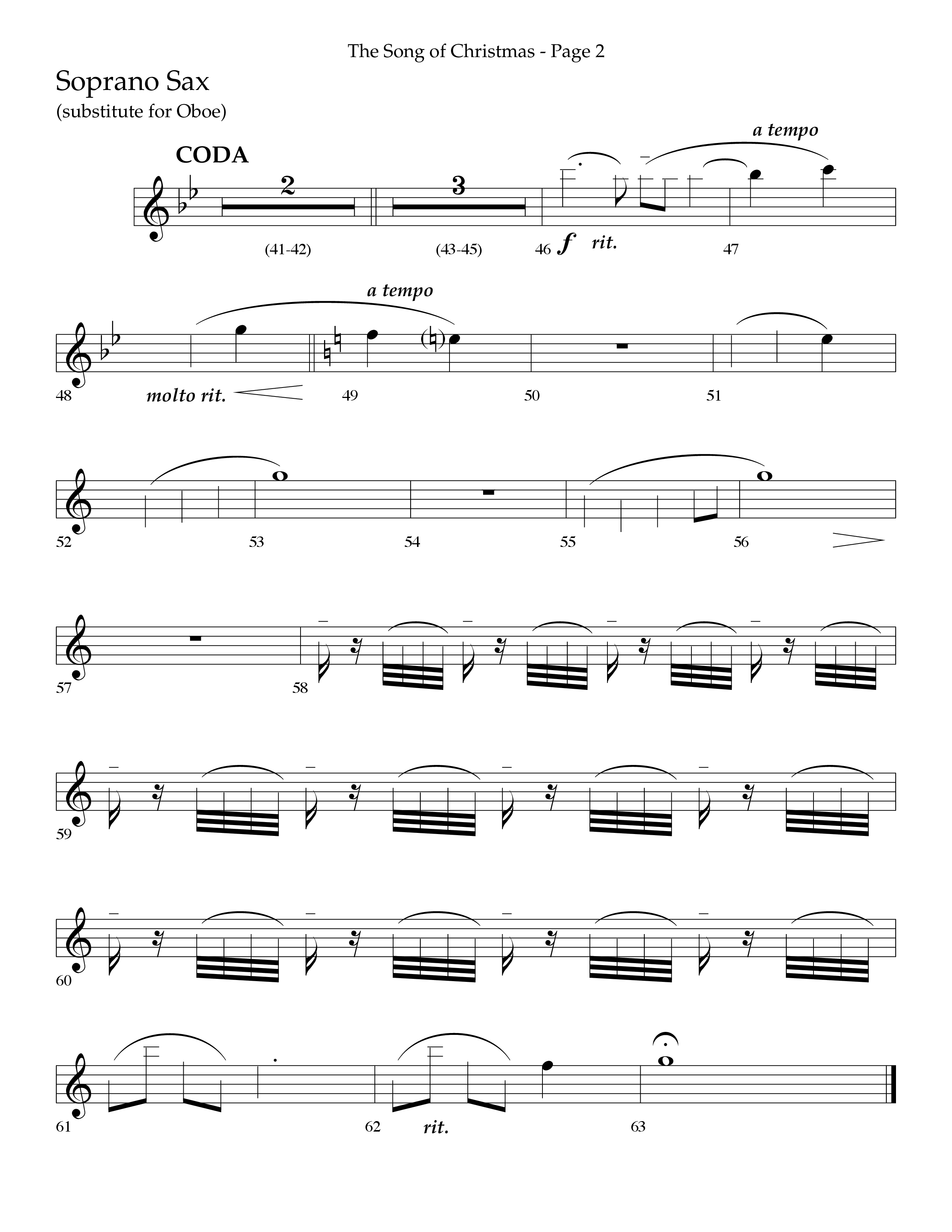 The Song Of Christmas (Choral Anthem SATB) Soprano Sax (Lifeway Choral / Arr. Cliff Duren)