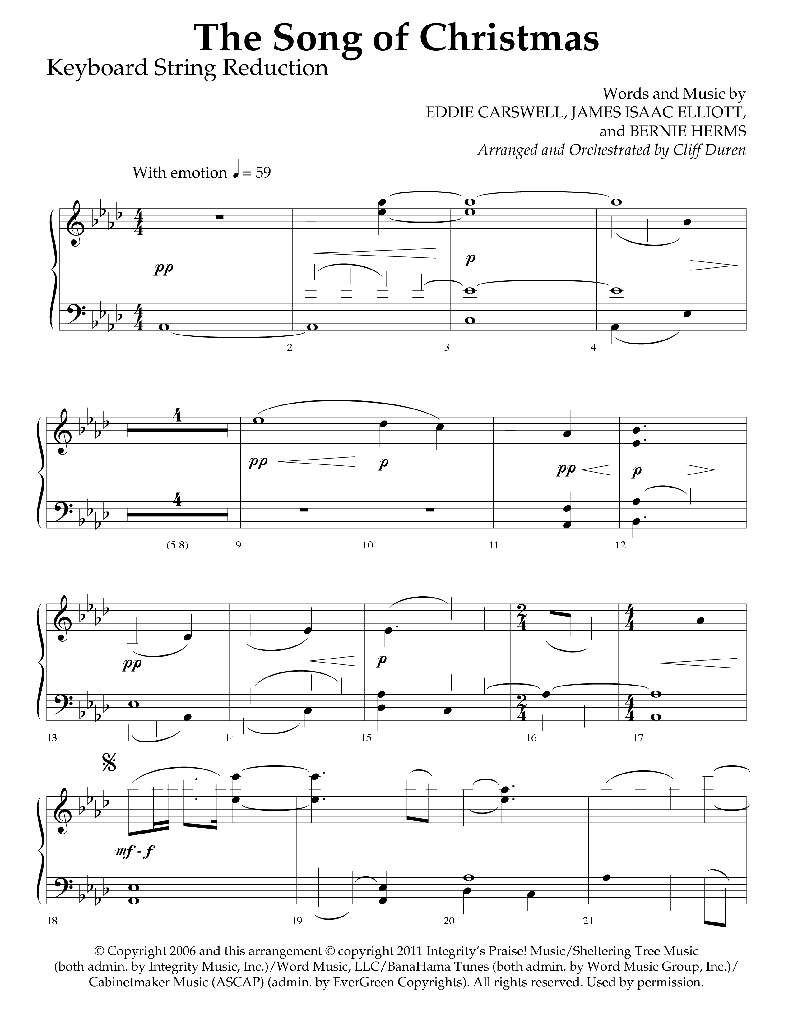The Song Of Christmas (Choral Anthem SATB) String Reduction (Lifeway Choral / Arr. Cliff Duren)