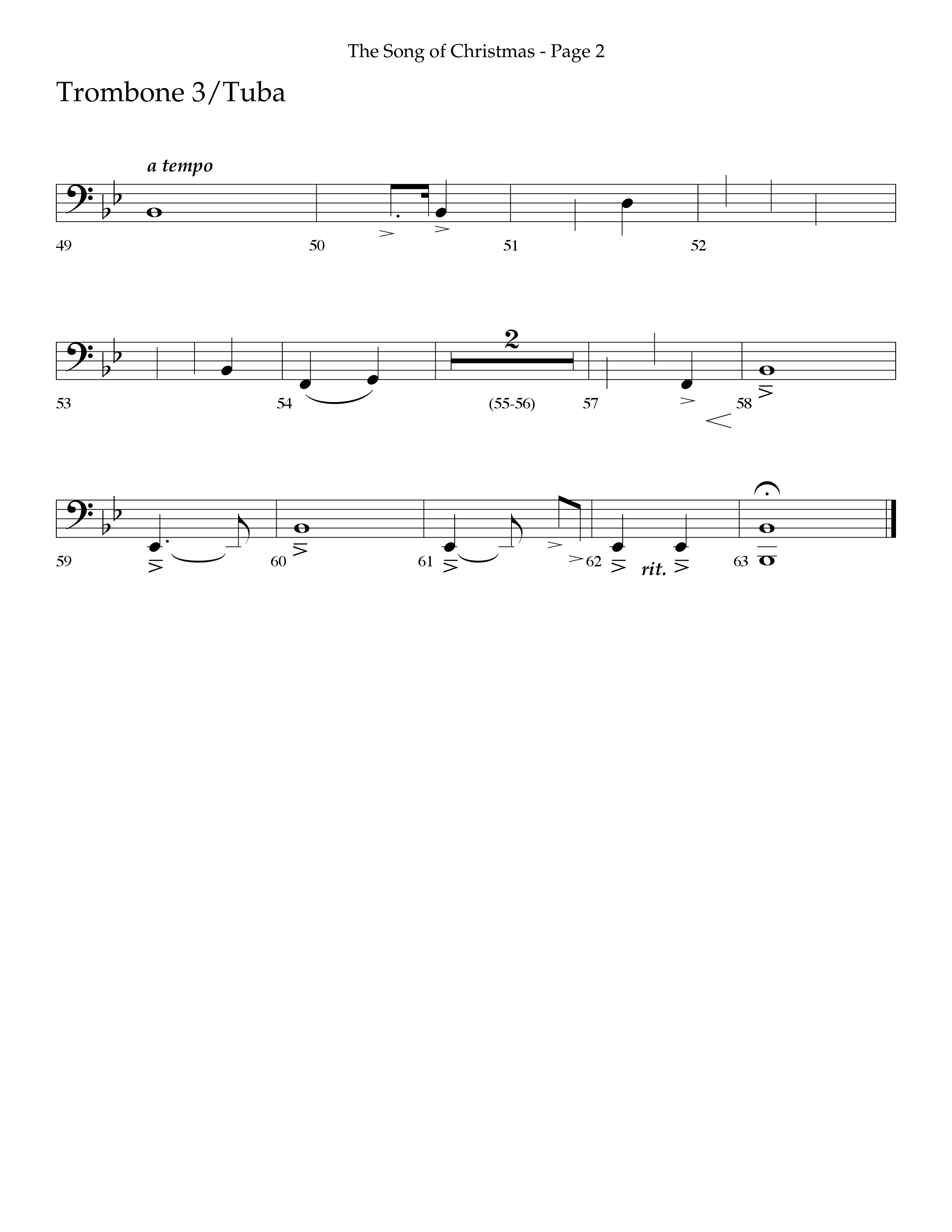 The Song Of Christmas (Choral Anthem SATB) Trombone 3/Tuba (Lifeway Choral / Arr. Cliff Duren)