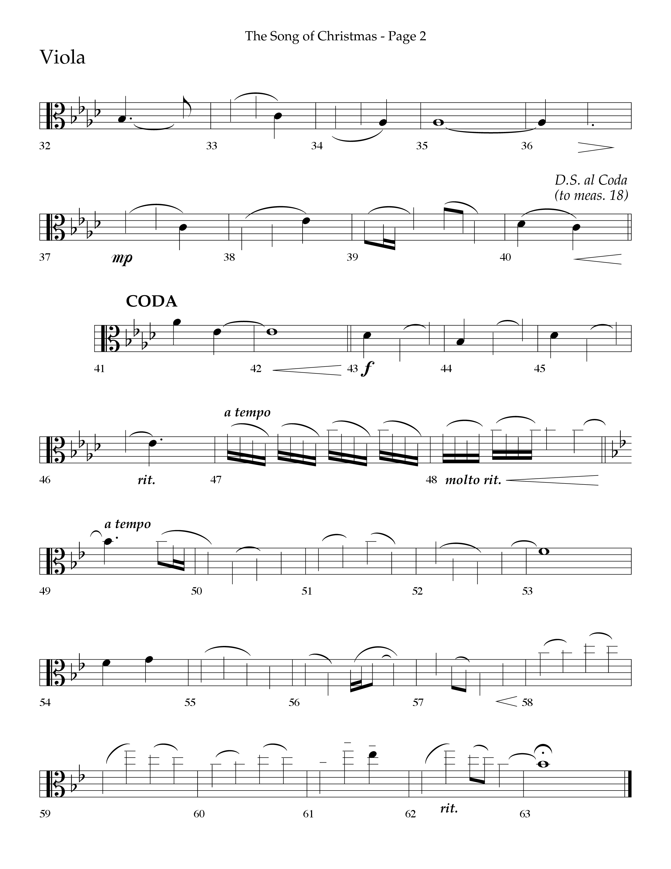 The Song Of Christmas (Choral Anthem SATB) Viola (Lifeway Choral / Arr. Cliff Duren)