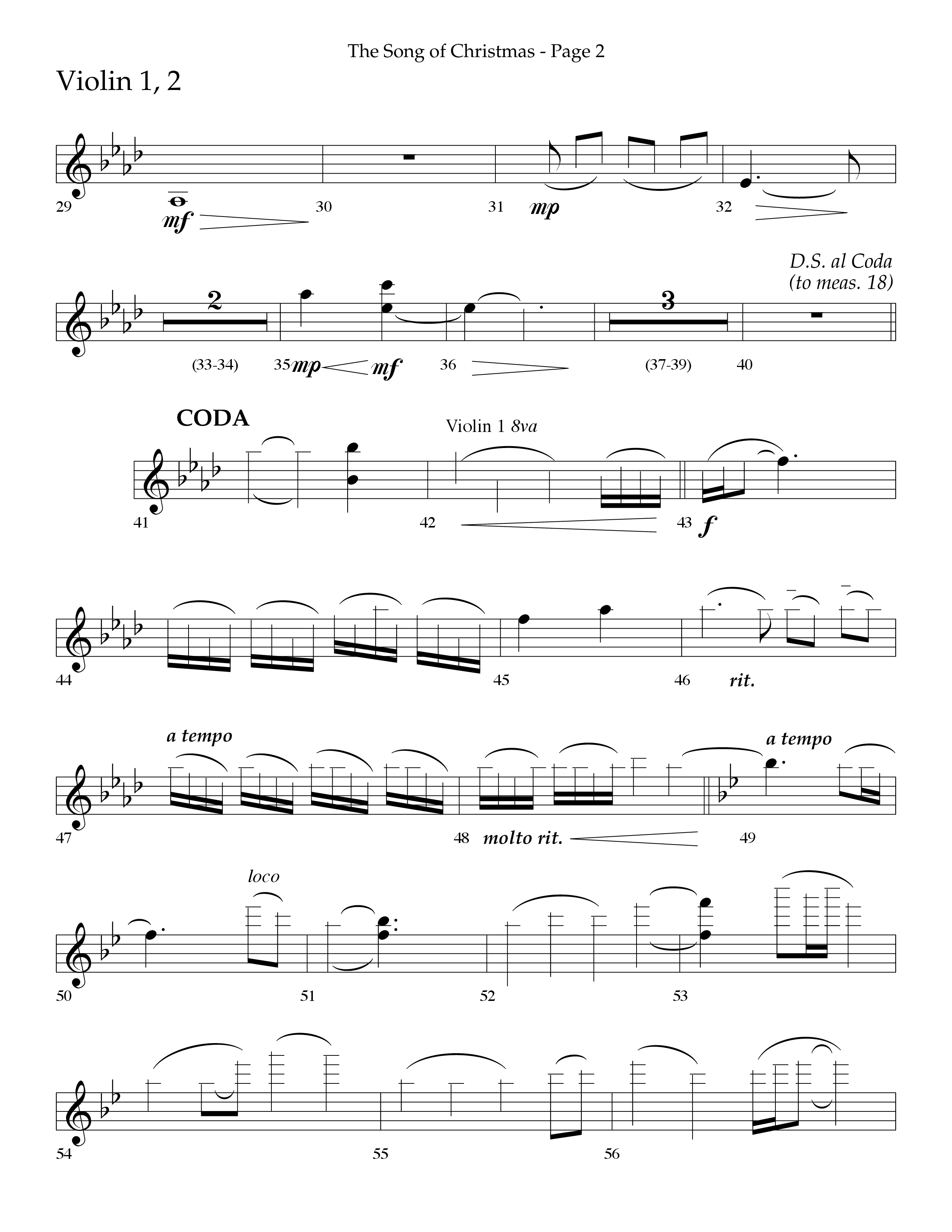 The Song Of Christmas (Choral Anthem SATB) Violin 1/2 (Lifeway Choral / Arr. Cliff Duren)