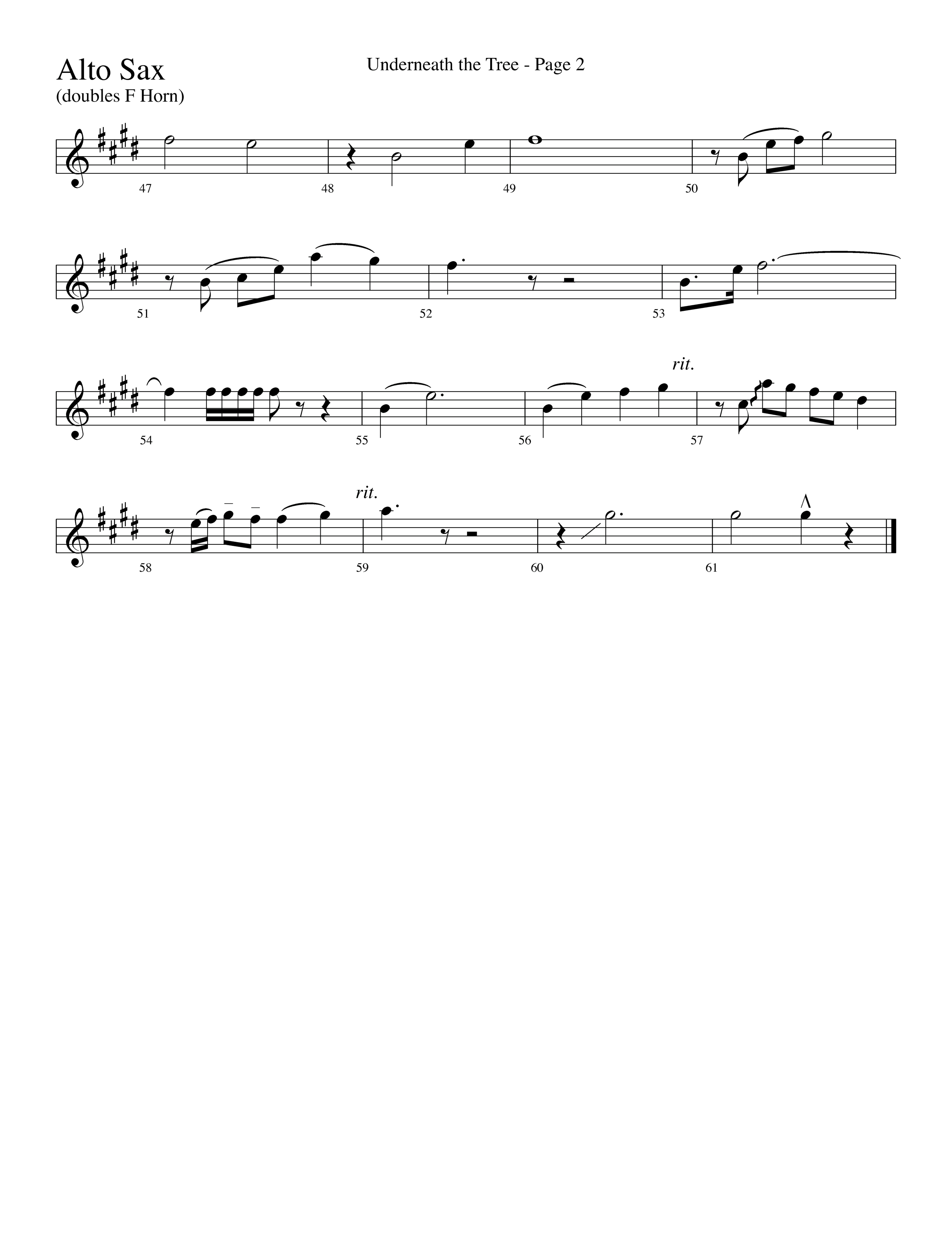 Underneath The Tree (with Near The Cross) (Choral Anthem SATB) Alto Sax (Lifeway Choral / Arr. Dave Williamson)
