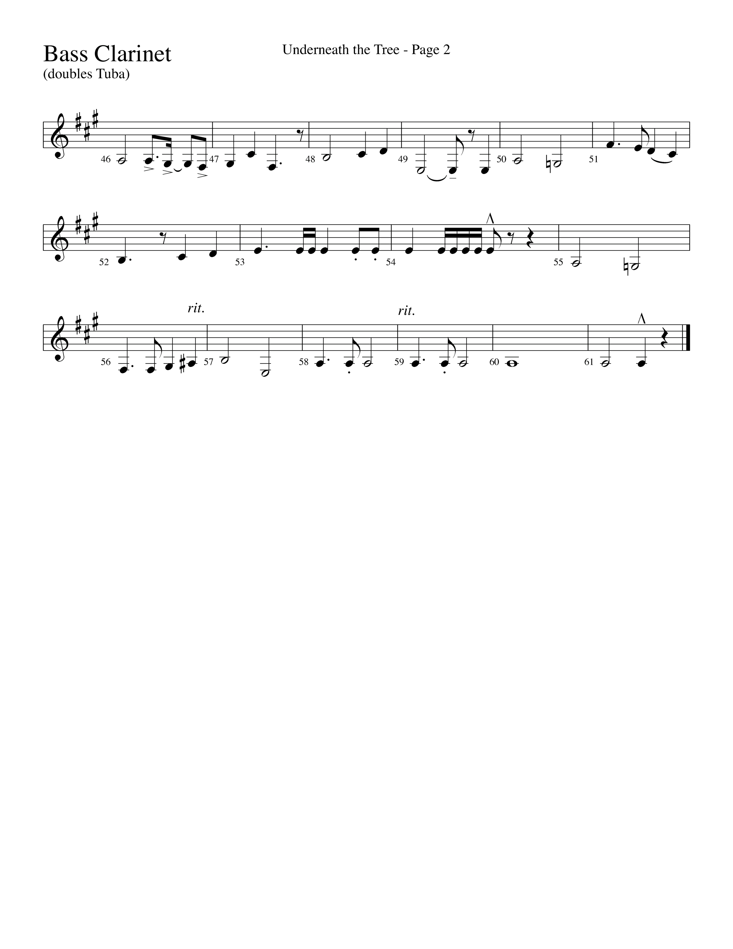 Underneath The Tree (with Near The Cross) (Choral Anthem SATB) Bass Clarinet (Lifeway Choral / Arr. Dave Williamson)