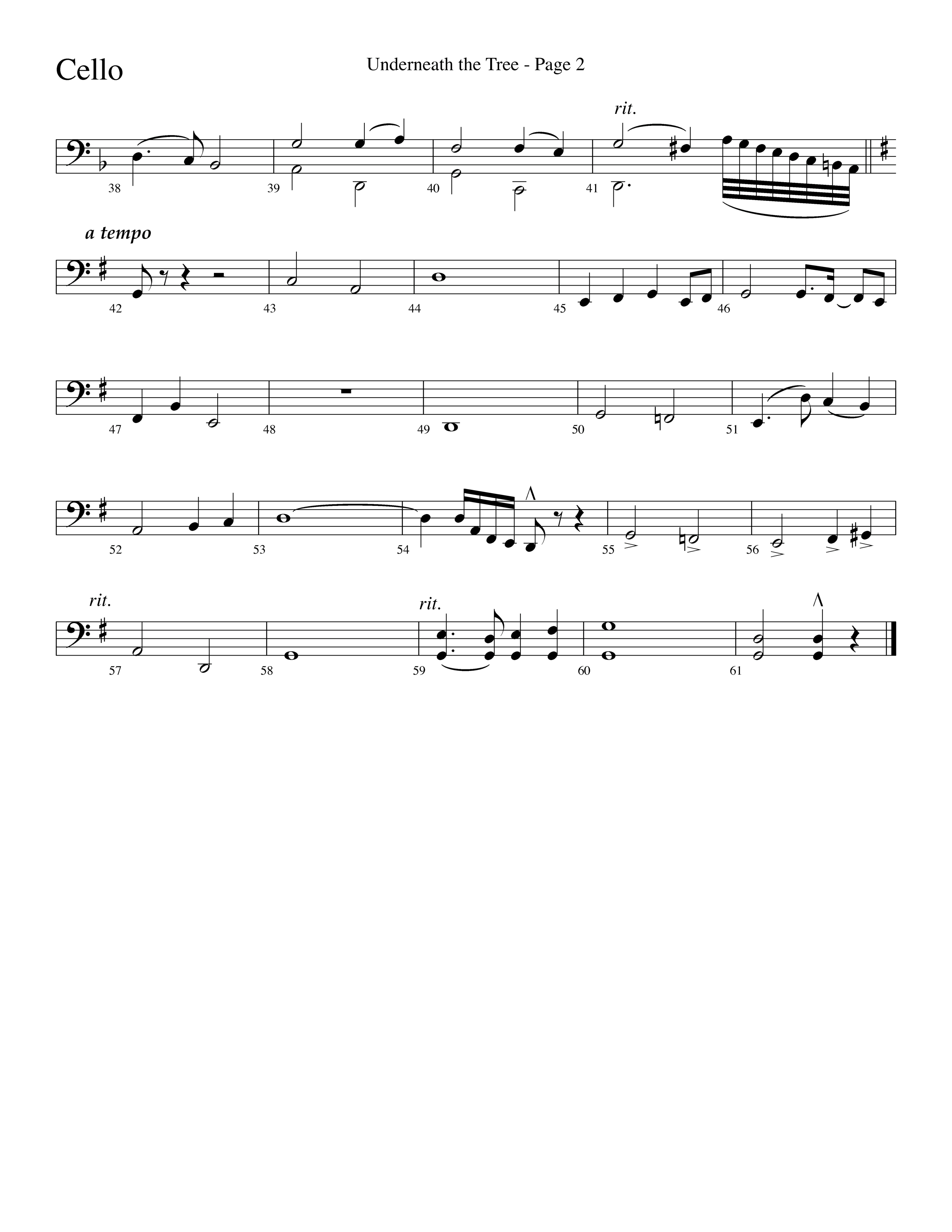 Underneath The Tree (with Near The Cross) (Choral Anthem SATB) Cello (Lifeway Choral / Arr. Dave Williamson)