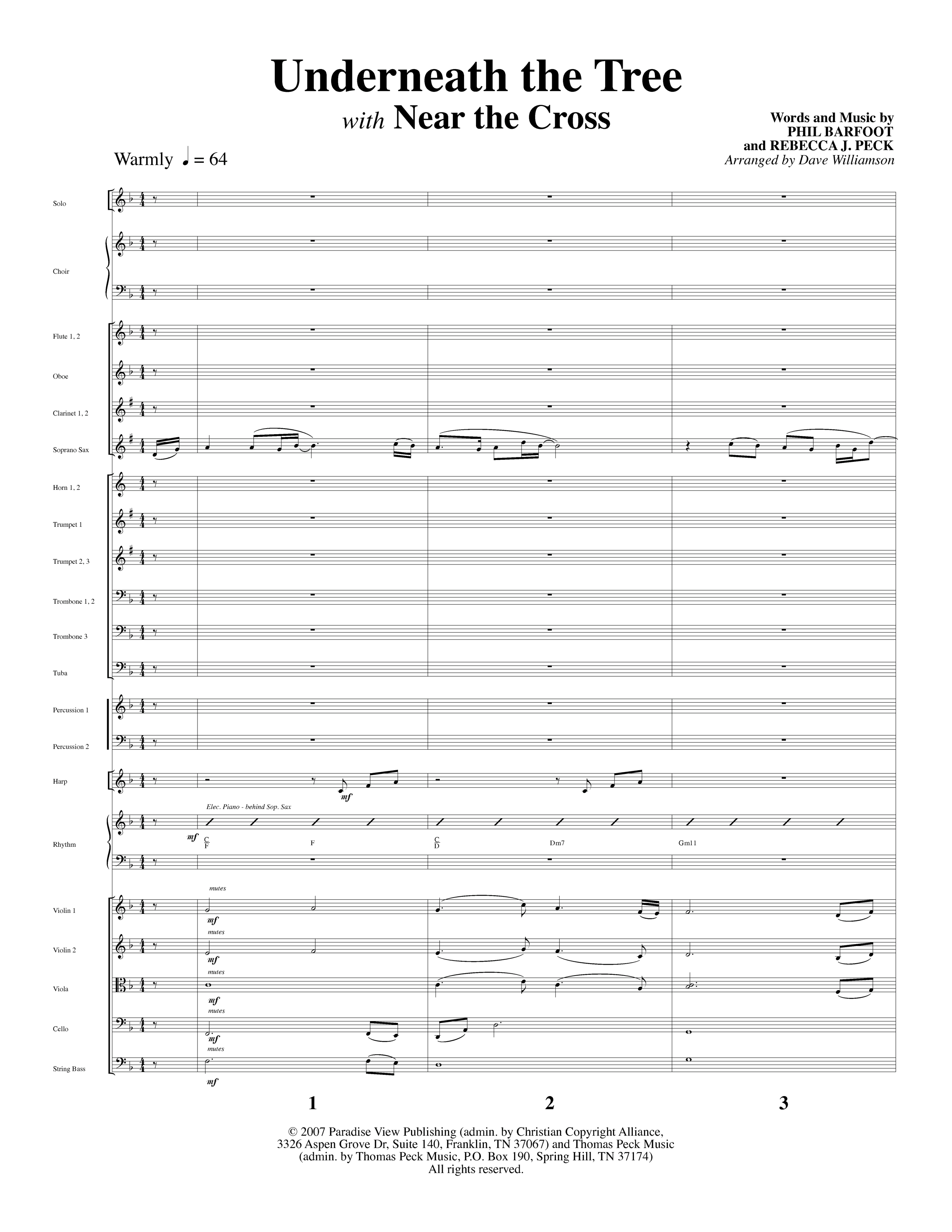 Underneath The Tree (with Near The Cross) (Choral Anthem SATB) Conductor's Score (Lifeway Choral / Arr. Dave Williamson)