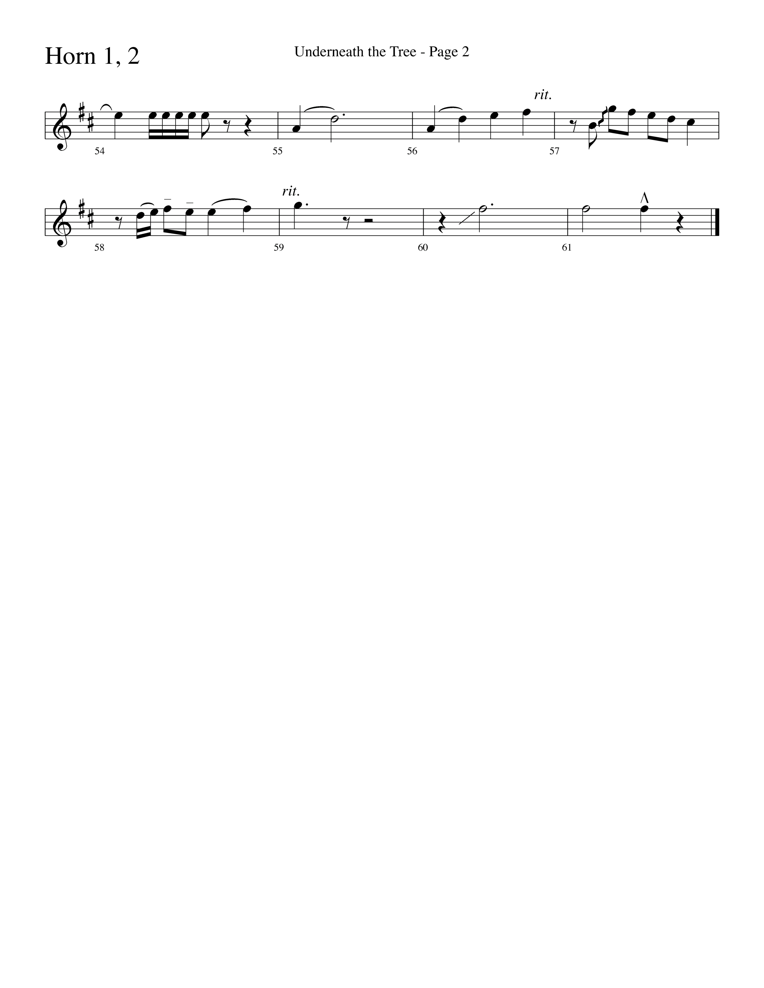 Underneath The Tree (with Near The Cross) (Choral Anthem SATB) French Horn 1/2 (Lifeway Choral / Arr. Dave Williamson)