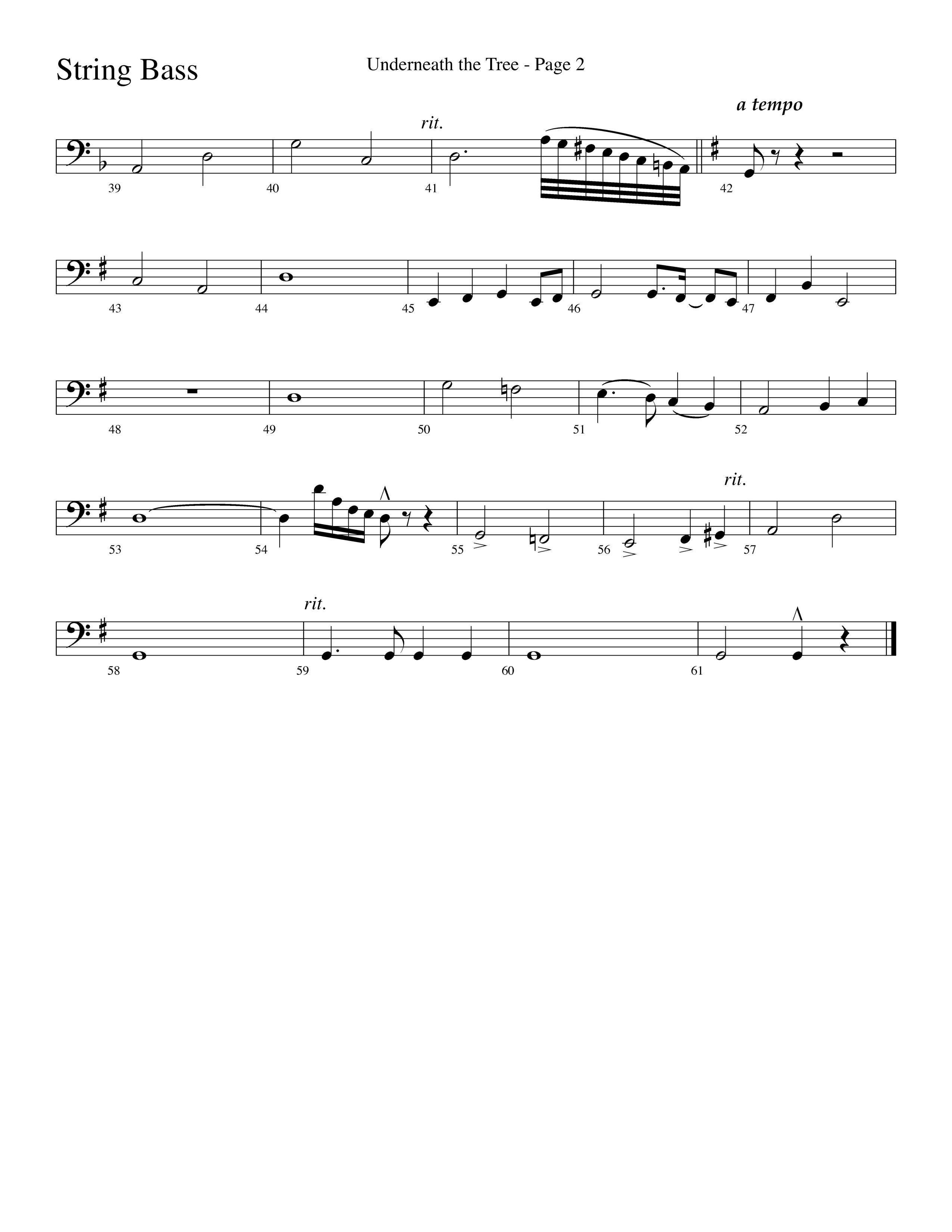 Underneath The Tree (with Near The Cross) (Choral Anthem SATB) String Bass (Lifeway Choral / Arr. Dave Williamson)