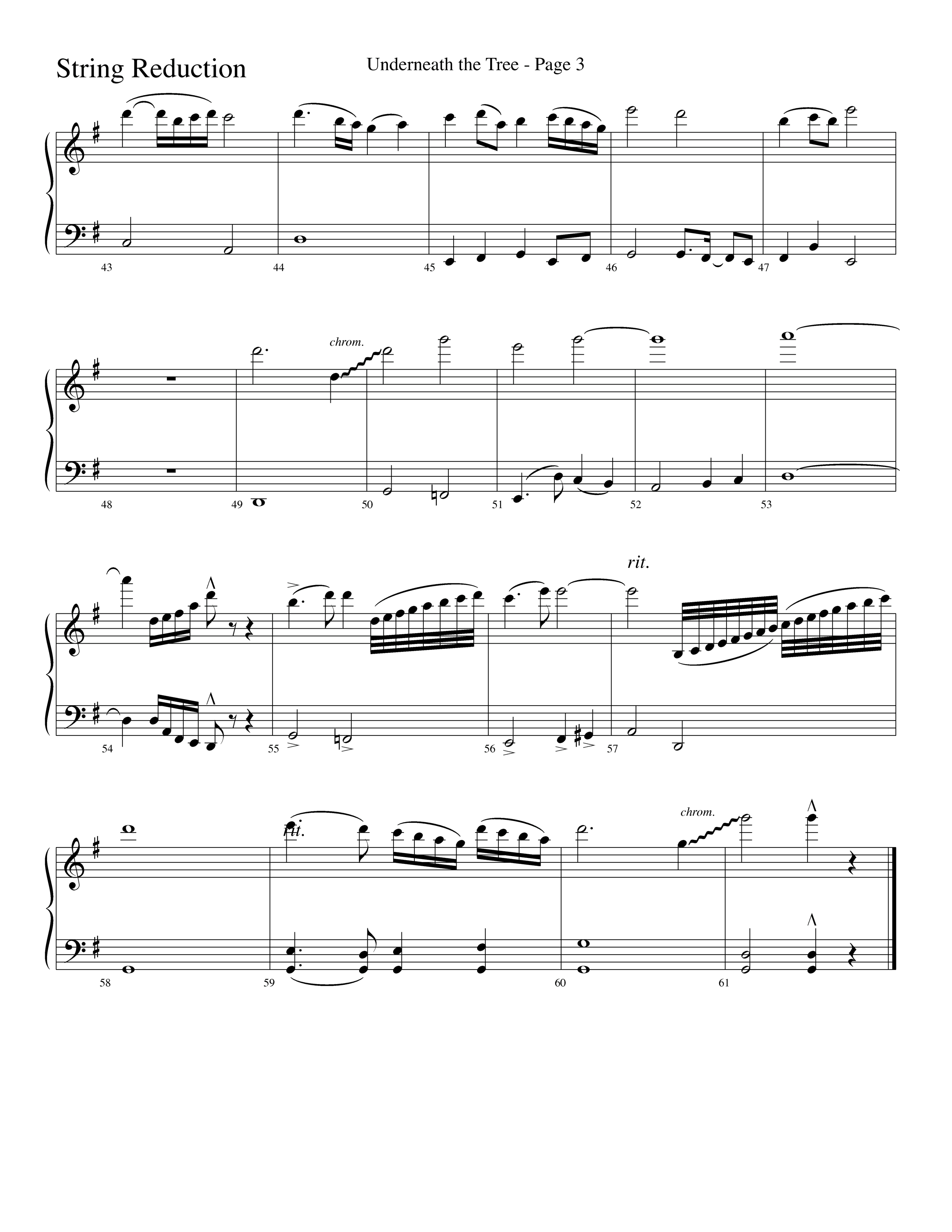 Underneath The Tree (with Near The Cross) (Choral Anthem SATB) String Reduction (Lifeway Choral / Arr. Dave Williamson)