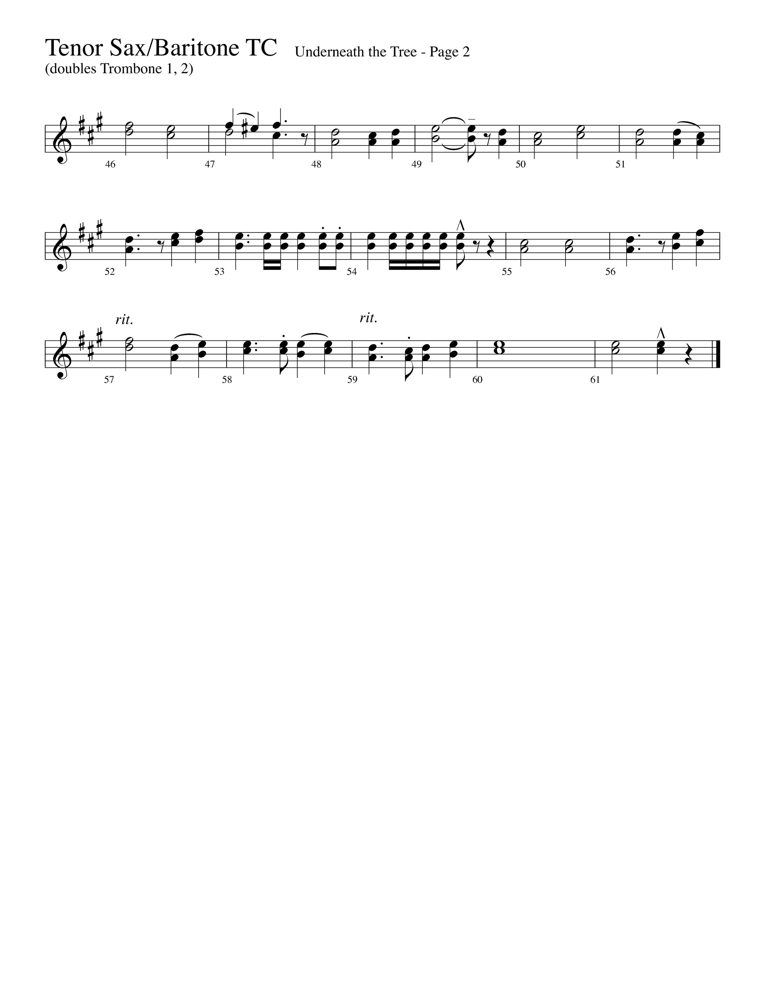 Underneath The Tree (with Near The Cross) (Choral Anthem SATB) Tenor Sax/Baritone T.C. (Lifeway Choral / Arr. Dave Williamson)