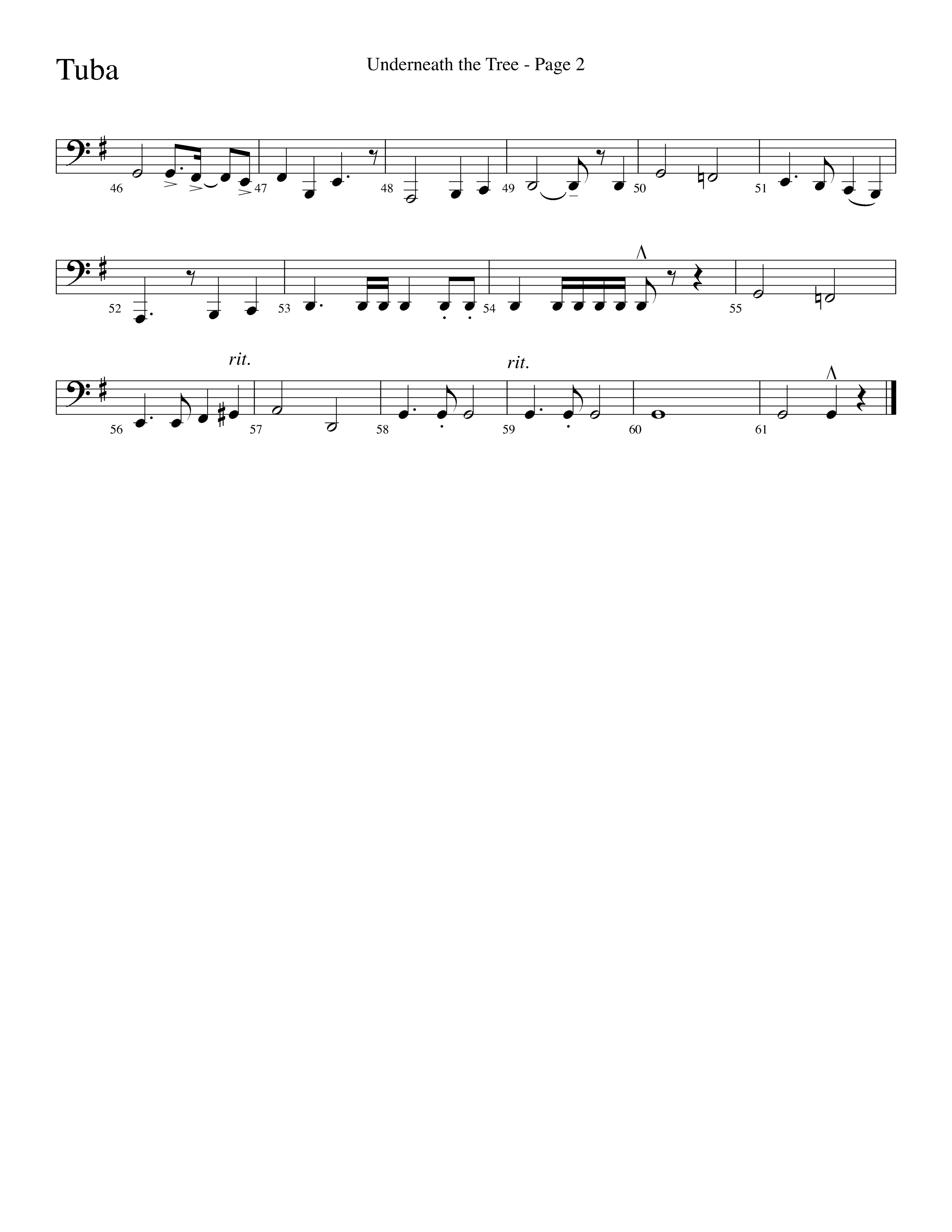 Underneath The Tree (with Near The Cross) (Choral Anthem SATB) Tuba (Lifeway Choral / Arr. Dave Williamson)