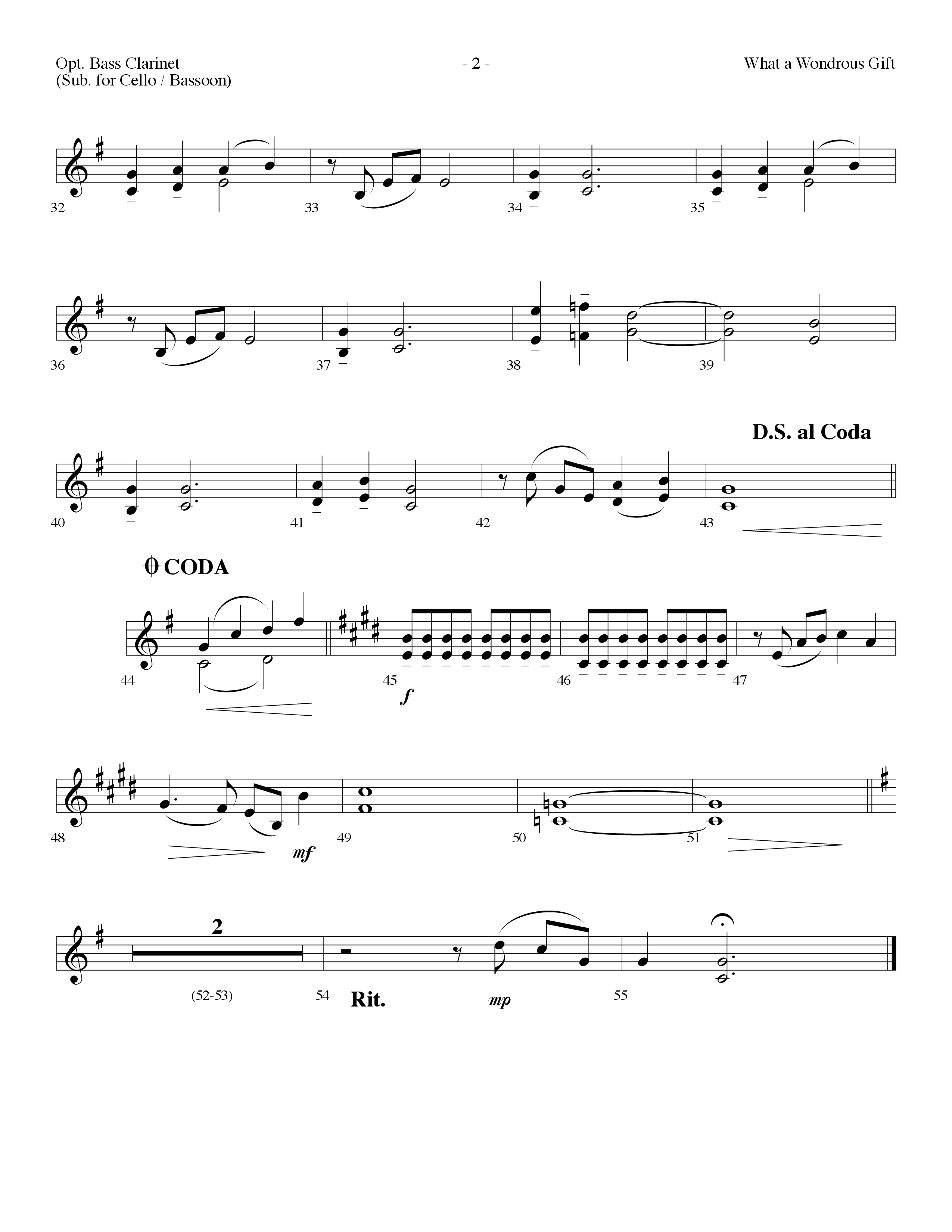 What A Wondrous Gift (Choral Anthem SATB) Bass Clarinet (Lifeway Choral / Arr. Dennis Allen)