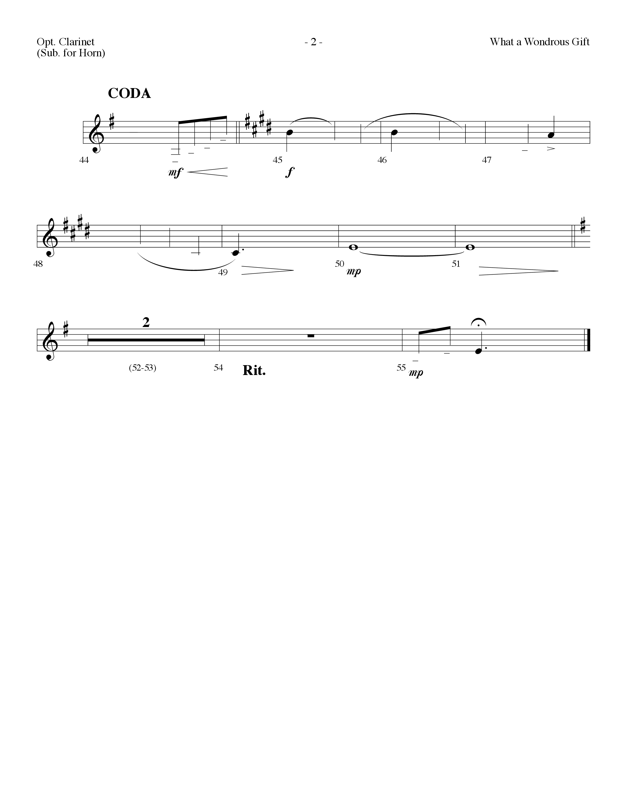 What A Wondrous Gift (Choral Anthem SATB) Clarinet (Lifeway Choral / Arr. Dennis Allen)